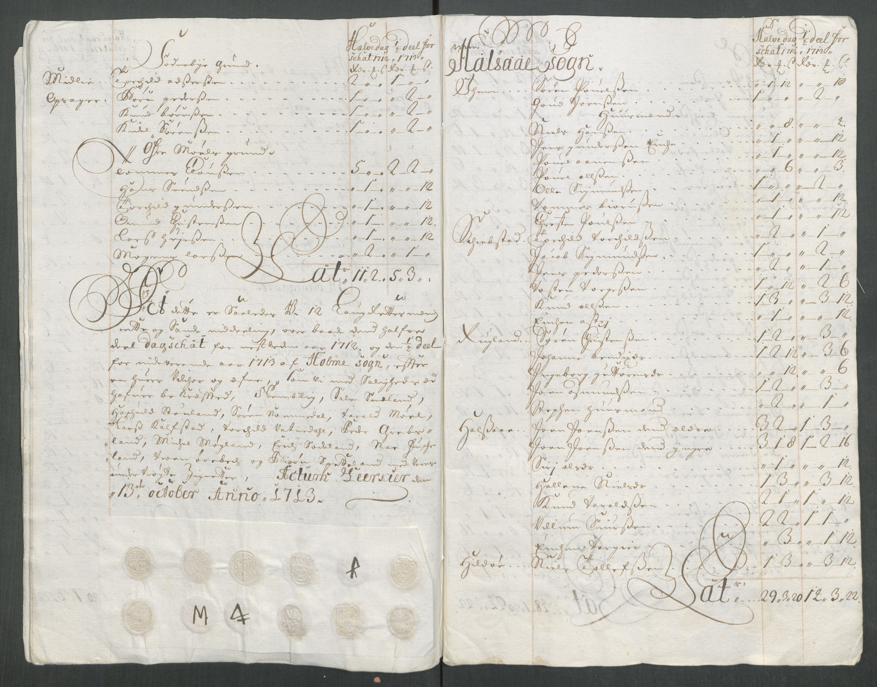 Rentekammeret inntil 1814, Reviderte regnskaper, Fogderegnskap, AV/RA-EA-4092/R43/L2556: Fogderegnskap Lista og Mandal, 1713, p. 255