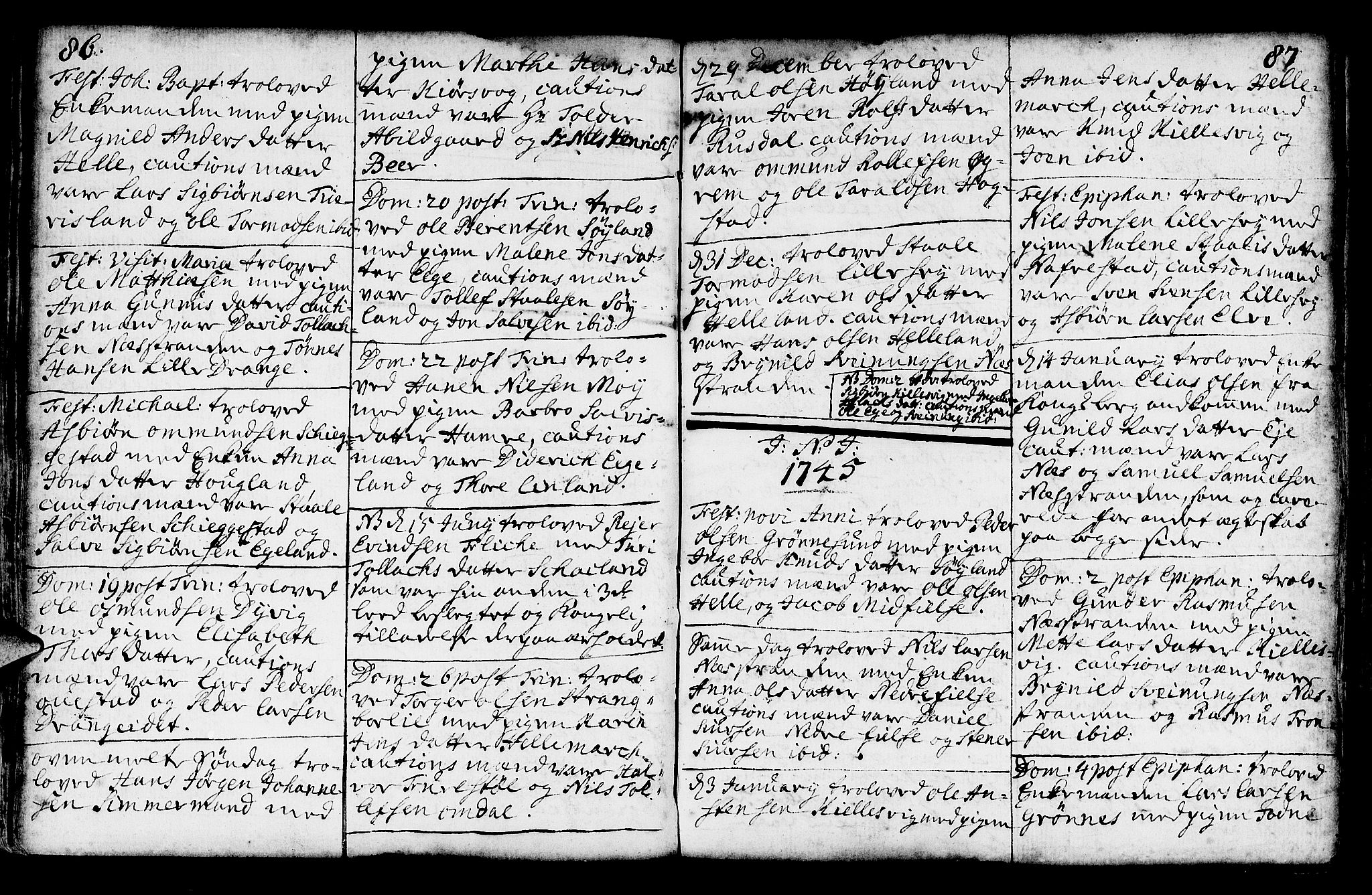 Lund sokneprestkontor, SAST/A-101809/S06/L0002: Parish register (official) no. A 2, 1738-1760, p. 86-87