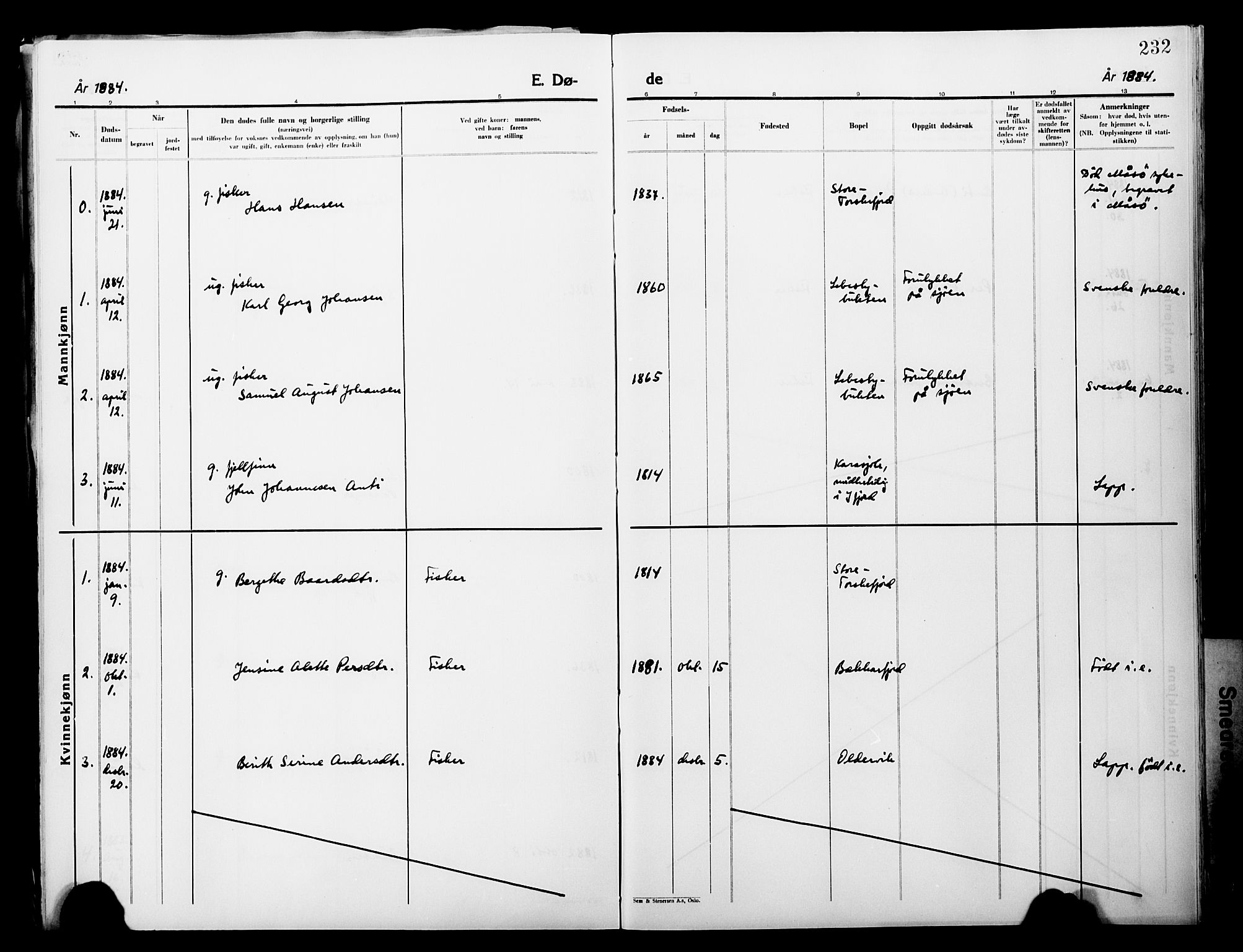 Lebesby sokneprestkontor, SATØ/S-1353/H/Ha/L0004kirke: Parish register (official) no. 4, 1870-1902, p. 232