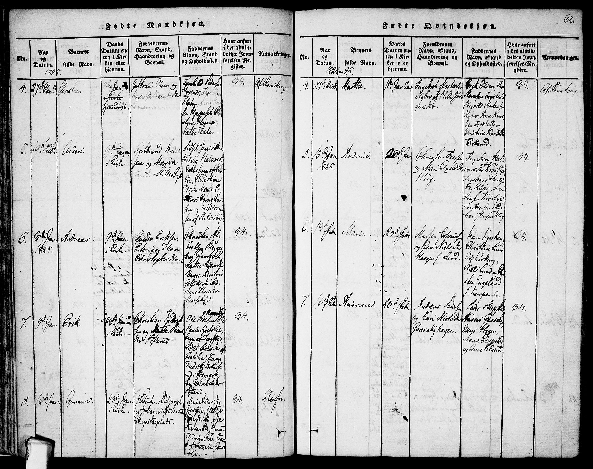 Rødenes prestekontor Kirkebøker, AV/SAO-A-2005/F/Fa/L0004: Parish register (official) no. I 4, 1814-1838, p. 62