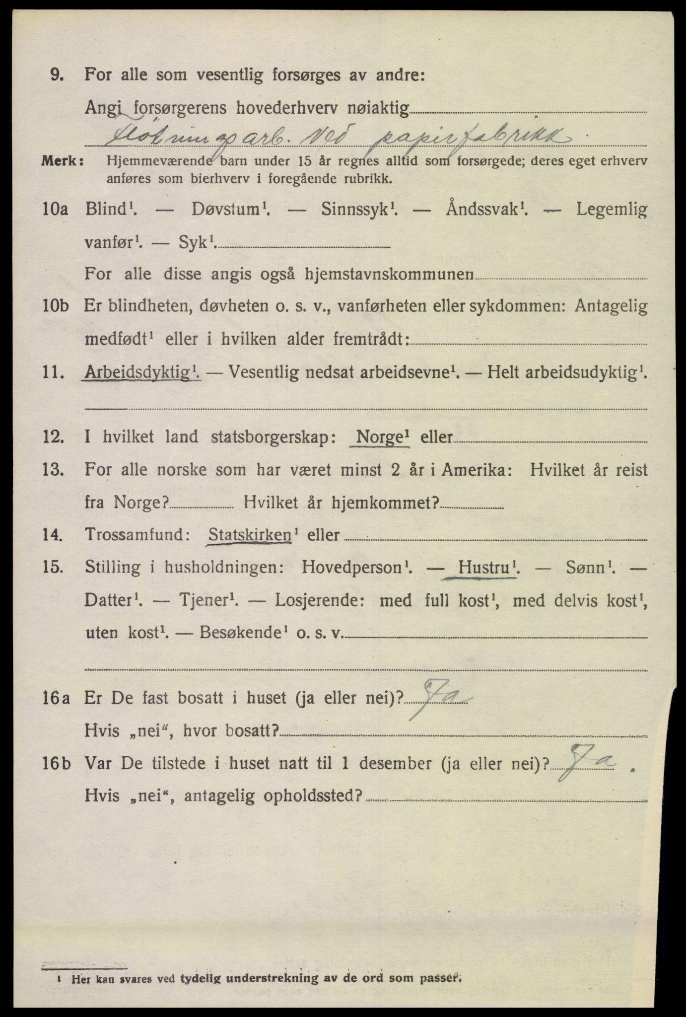 SAK, 1920 census for Vennesla, 1920, p. 1047