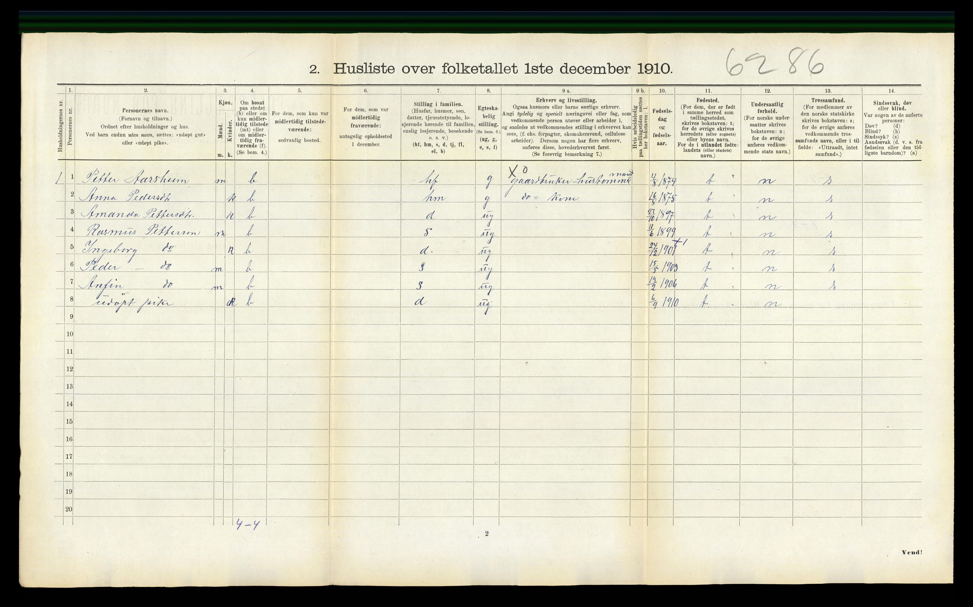 RA, 1910 census for Selje, 1910, p. 133