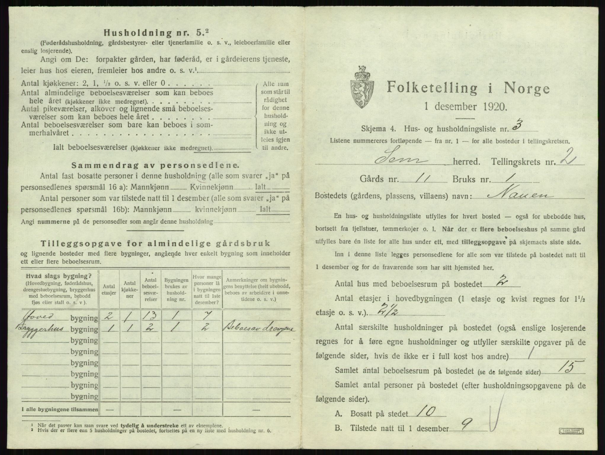 SAKO, 1920 census for Sem, 1920, p. 439