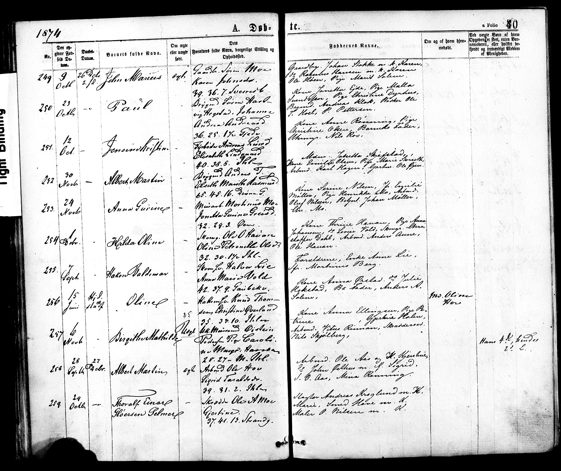 Ministerialprotokoller, klokkerbøker og fødselsregistre - Sør-Trøndelag, SAT/A-1456/602/L0118: Parish register (official) no. 602A16, 1873-1879, p. 40