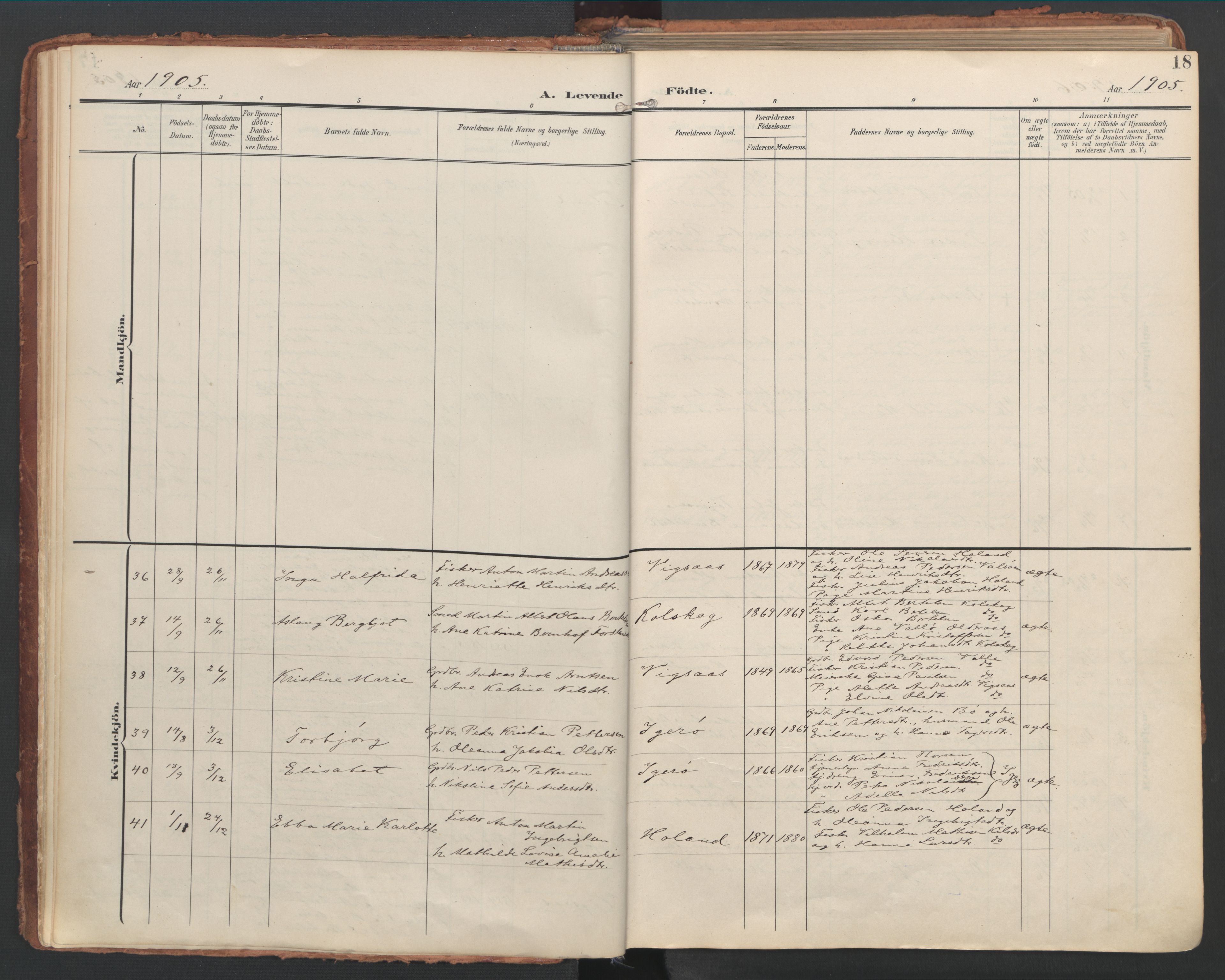 Ministerialprotokoller, klokkerbøker og fødselsregistre - Nordland, AV/SAT-A-1459/816/L0250: Parish register (official) no. 816A16, 1903-1923, p. 18