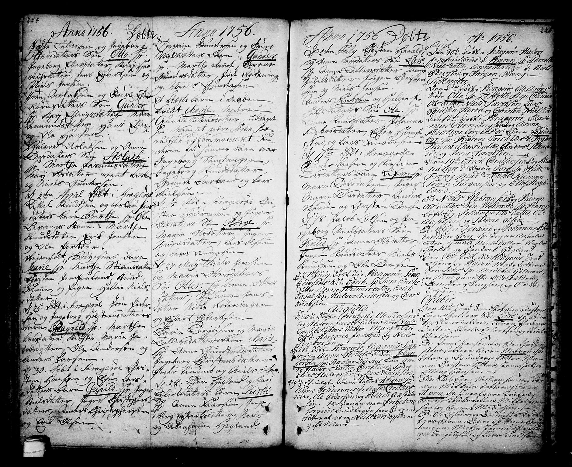 Sannidal kirkebøker, SAKO/A-296/F/Fa/L0001: Parish register (official) no. 1, 1702-1766, p. 224-225