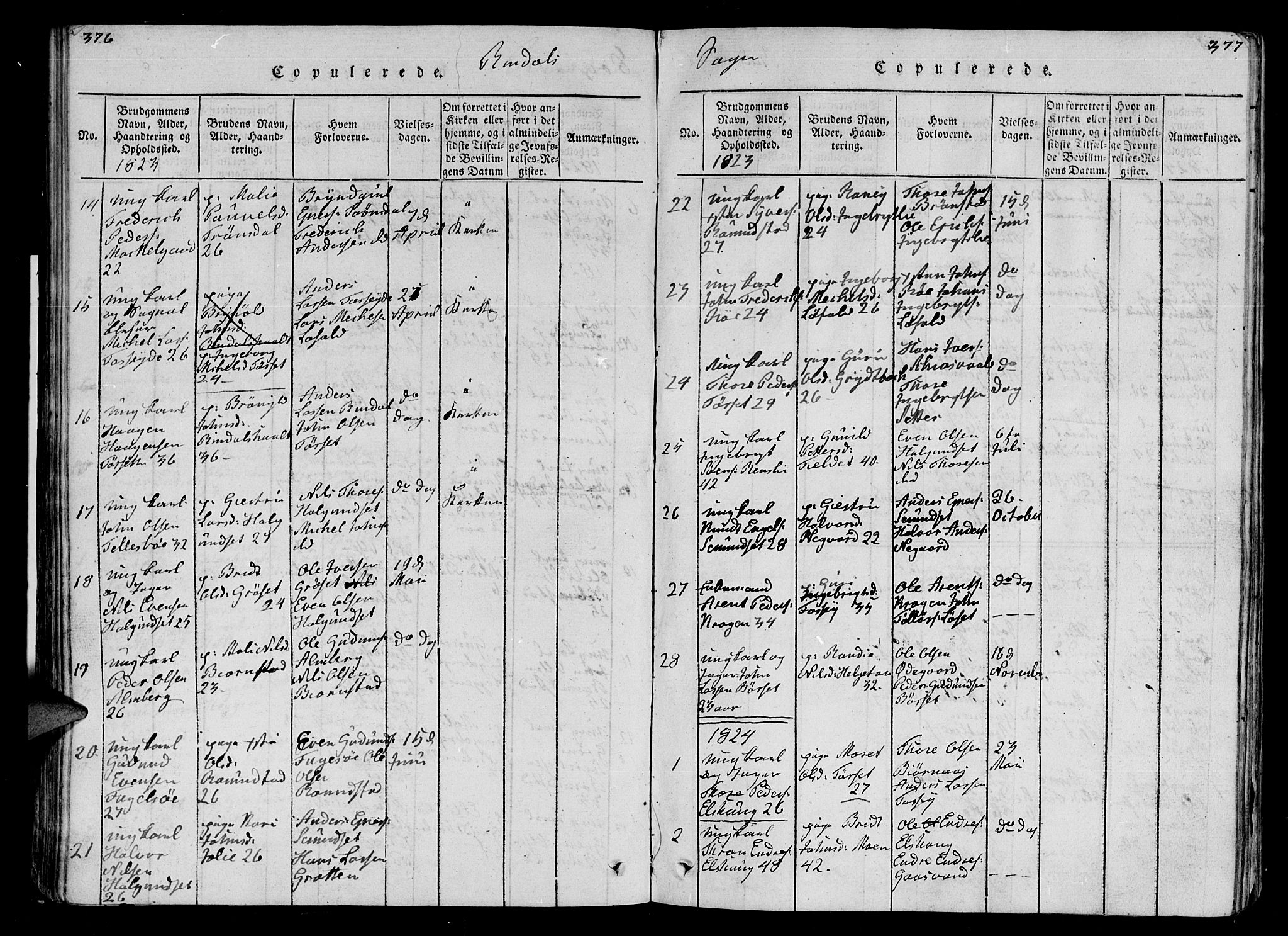 Ministerialprotokoller, klokkerbøker og fødselsregistre - Møre og Romsdal, AV/SAT-A-1454/595/L1050: Parish register (copy) no. 595C02, 1819-1834, p. 376-377