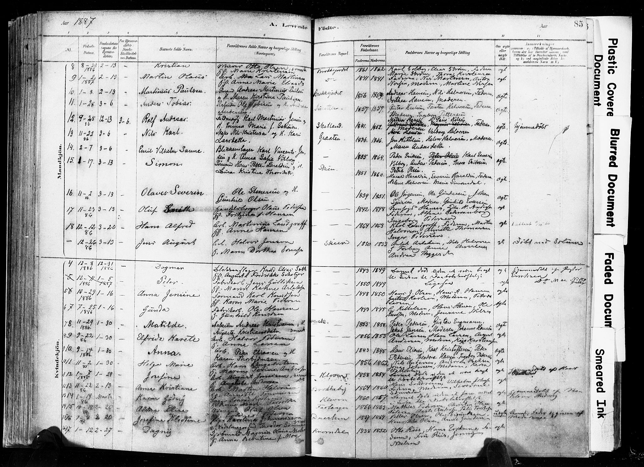 Skien kirkebøker, SAKO/A-302/F/Fa/L0009: Parish register (official) no. 9, 1878-1890, p. 85