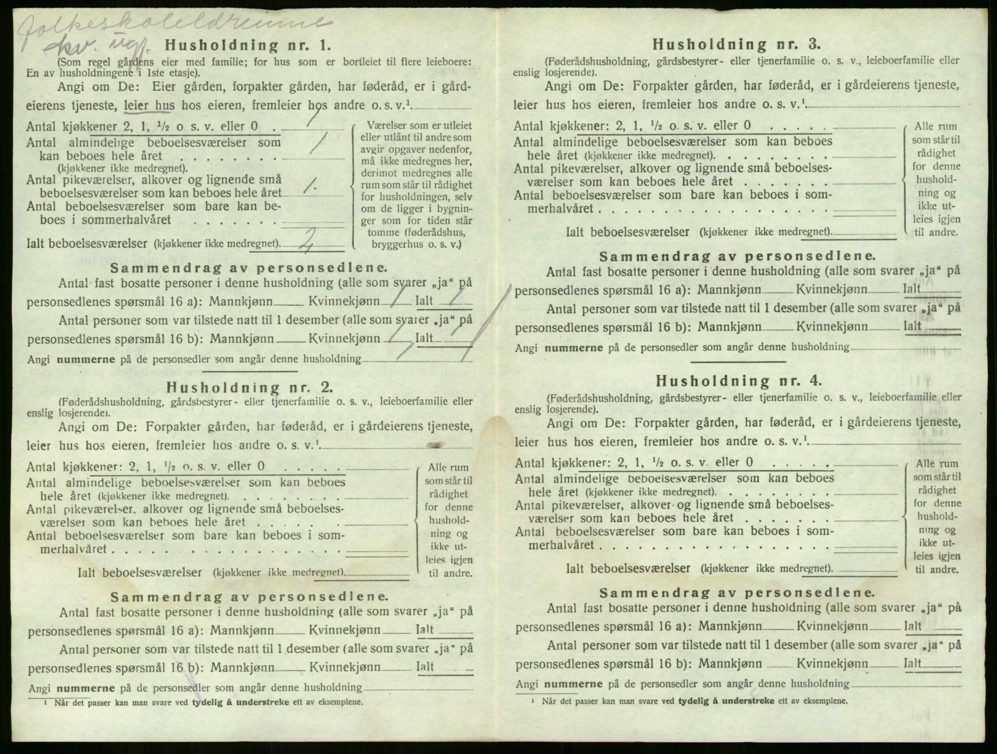 SAKO, 1920 census for Sande, 1920, p. 1207