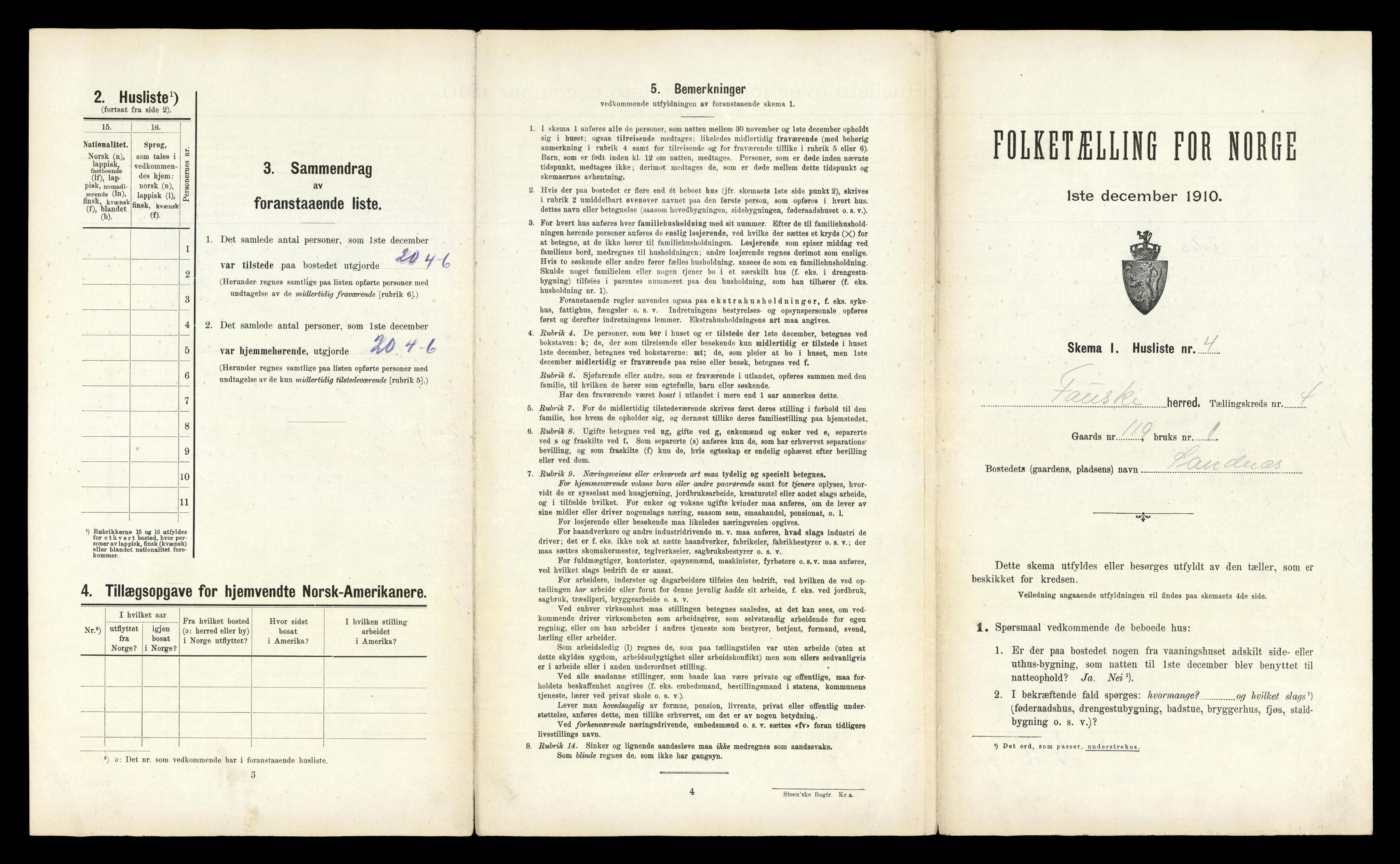 RA, 1910 census for Fauske, 1910, p. 214