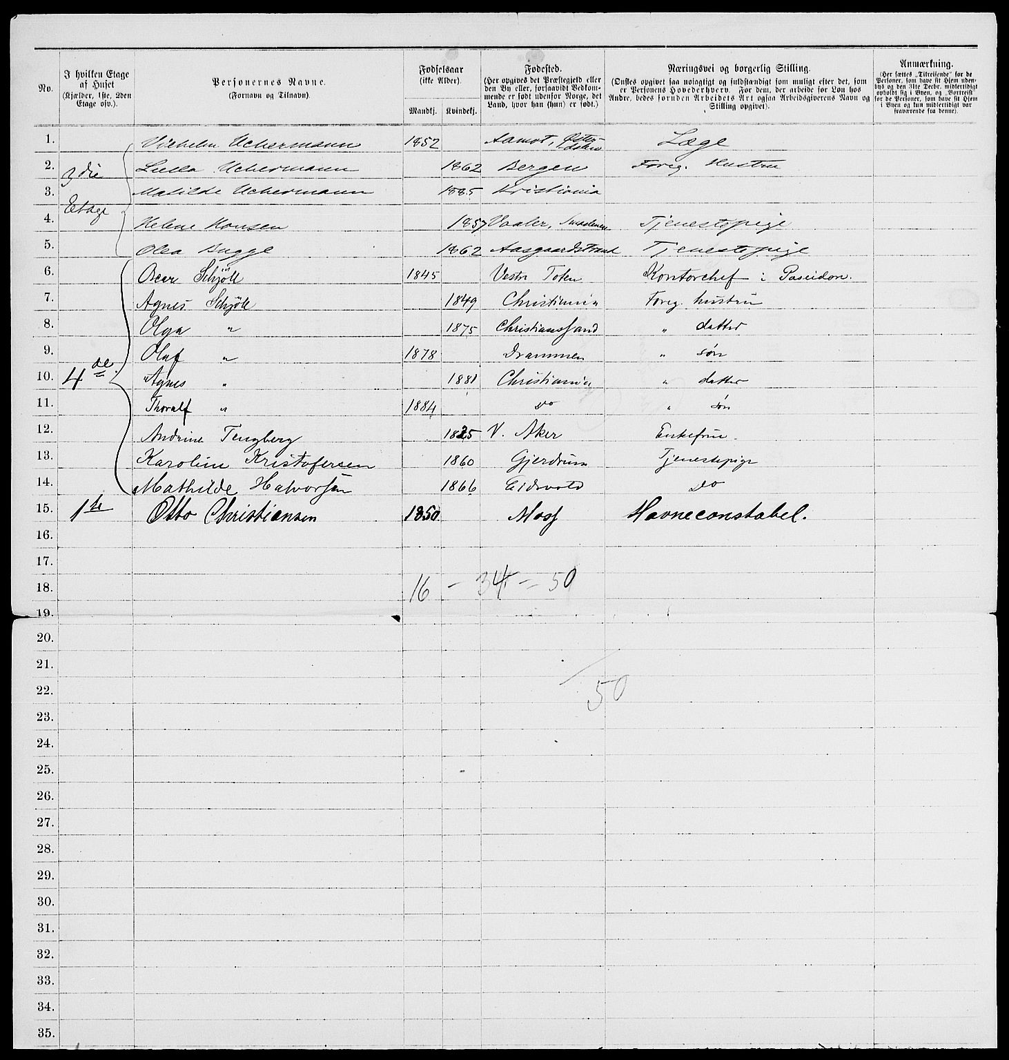 RA, 1885 census for 0301 Kristiania, 1885, p. 3826