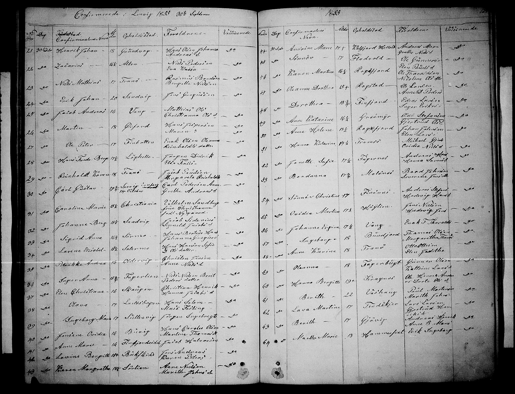 Lenvik sokneprestembete, SATØ/S-1310/H/Ha/Hab/L0003klokker: Parish register (copy) no. 3, 1844-1858, p. 123