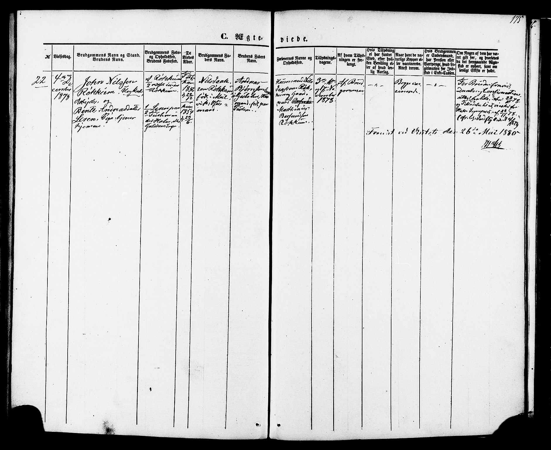 Ministerialprotokoller, klokkerbøker og fødselsregistre - Møre og Romsdal, AV/SAT-A-1454/592/L1027: Parish register (official) no. 592A05, 1865-1878, p. 175