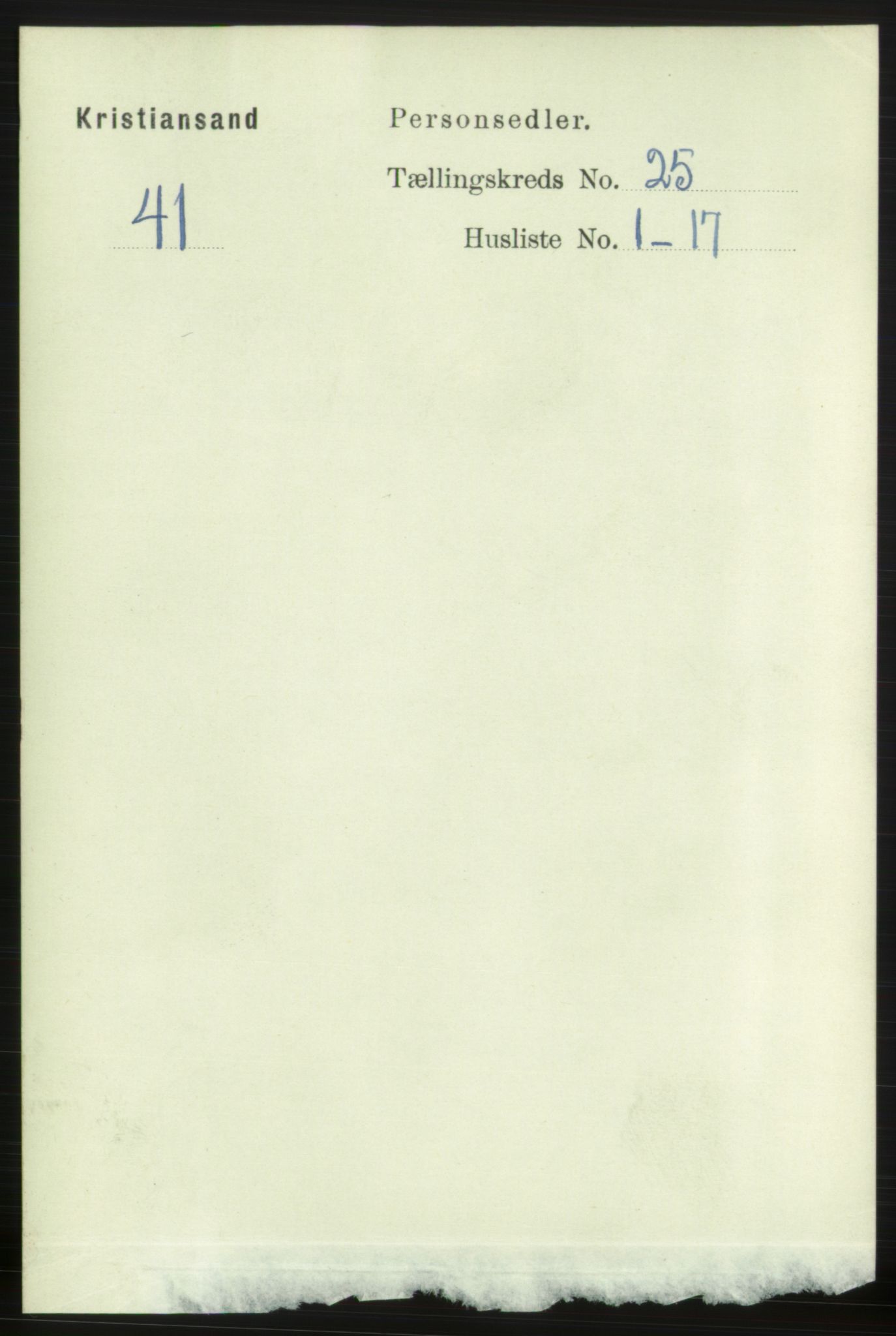 RA, 1891 census for 1001 Kristiansand, 1891, p. 8694