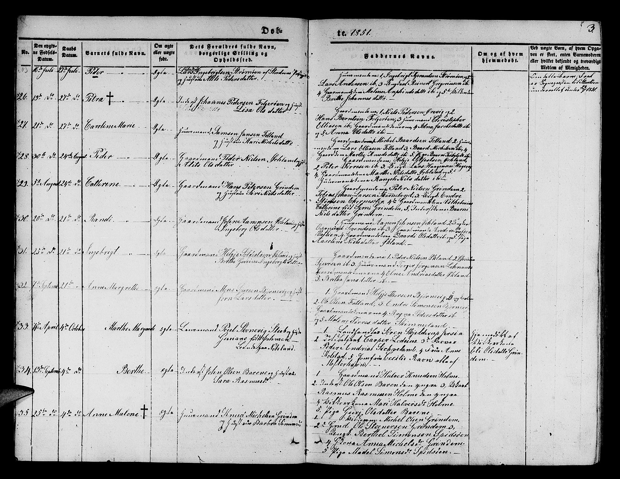 Finnås sokneprestembete, SAB/A-99925/H/Ha/Hab/Haba/L0001: Parish register (copy) no. A 1, 1851-1873, p. 3
