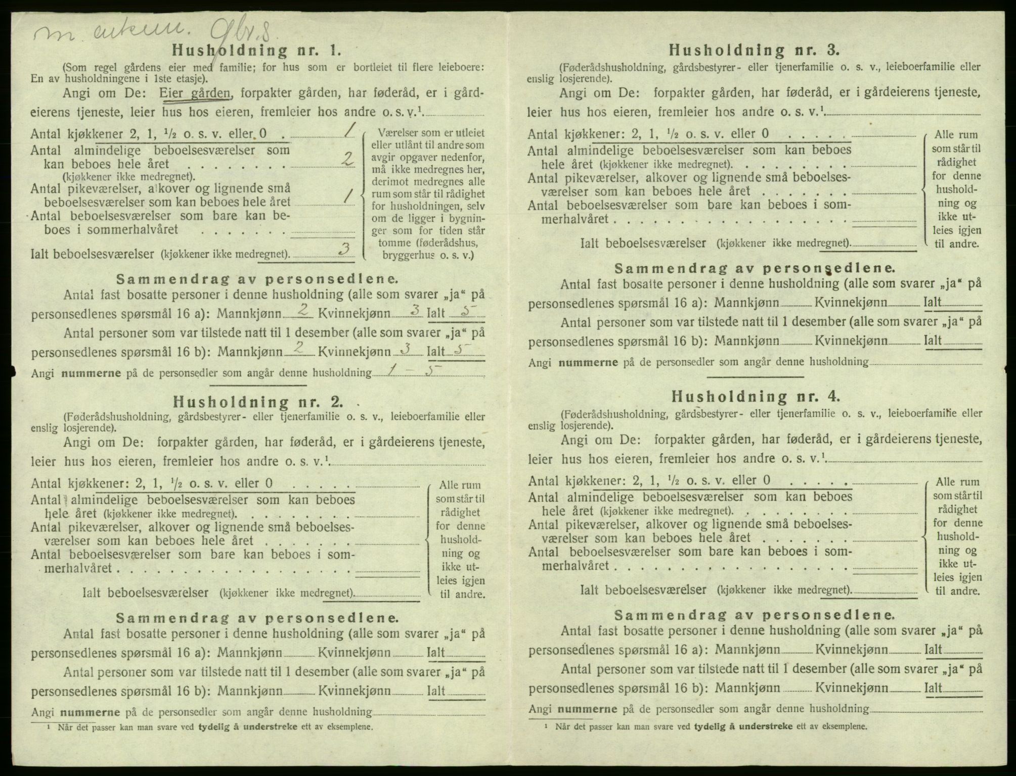 SAB, 1920 census for Sund, 1920, p. 43