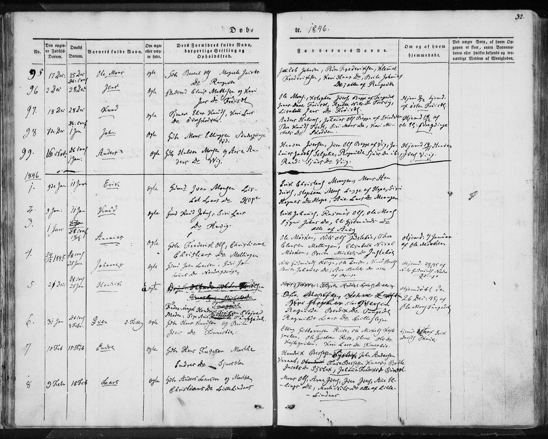 Lindås Sokneprestembete, SAB/A-76701/H/Haa: Parish register (official) no. A 10, 1842-1862, p. 32