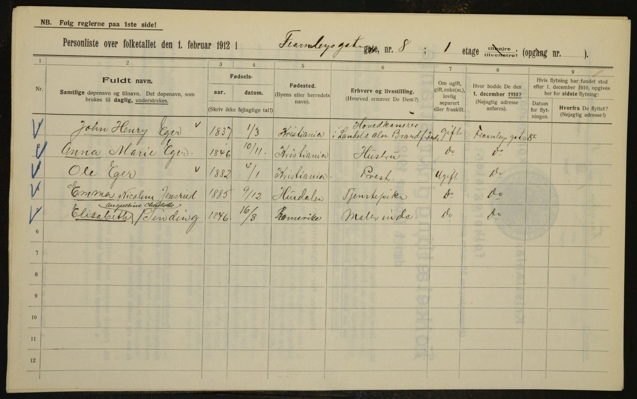 OBA, Municipal Census 1912 for Kristiania, 1912, p. 23944