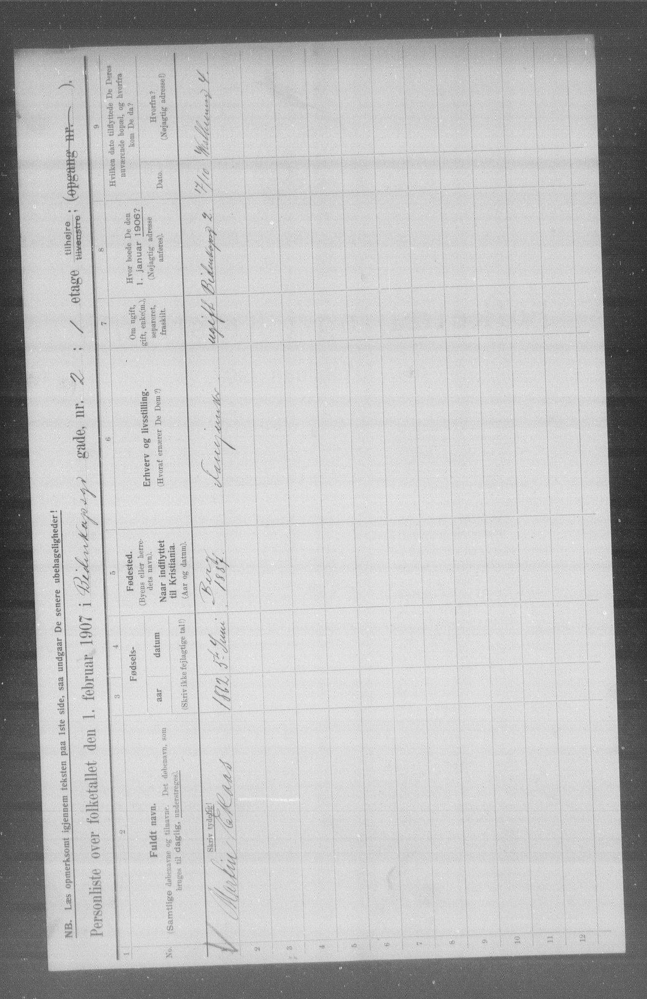 OBA, Municipal Census 1907 for Kristiania, 1907, p. 2573