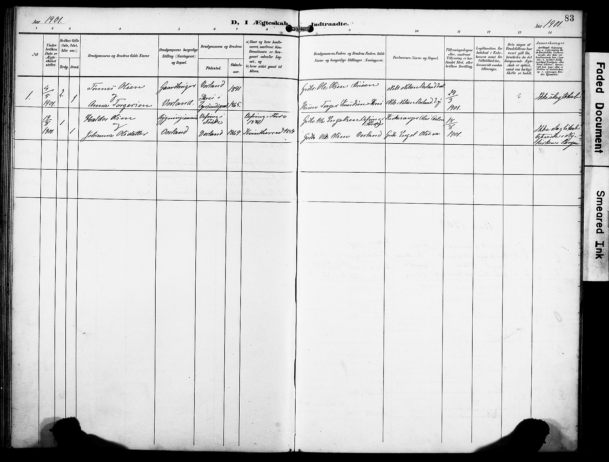 Finnås sokneprestembete, SAB/A-99925/H/Ha/Haa/Haad/L0002: Parish register (official) no. D 2, 1895-1906, p. 83