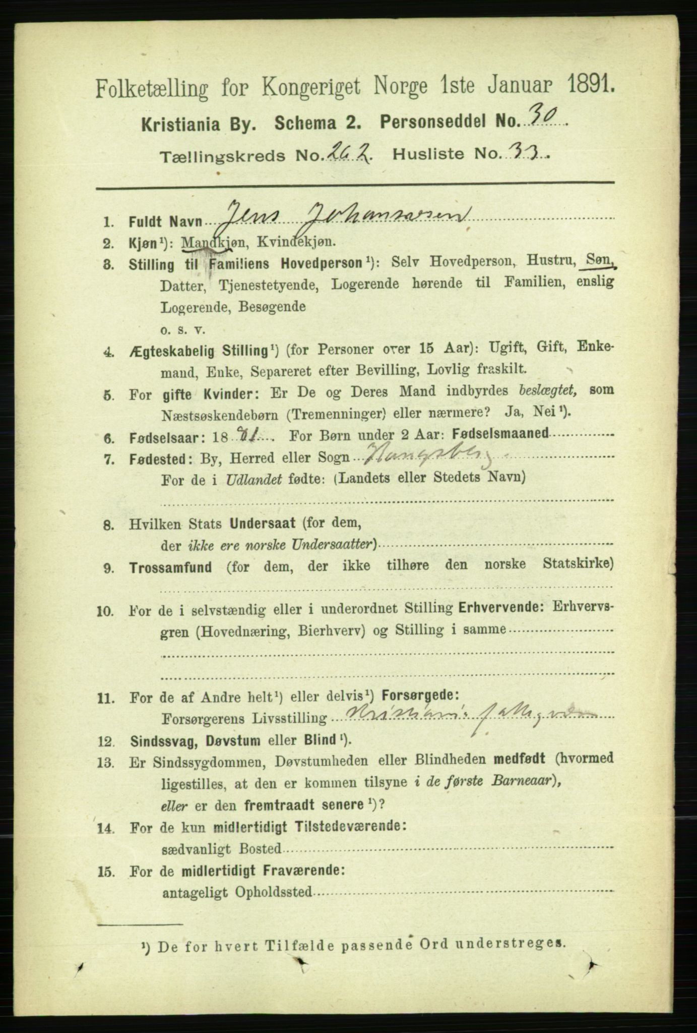 RA, 1891 census for 0301 Kristiania, 1891, p. 159600