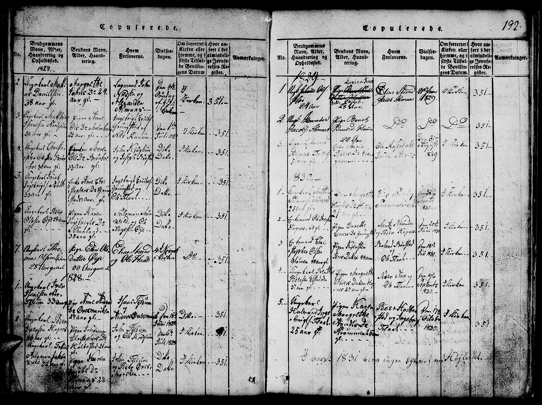 Ministerialprotokoller, klokkerbøker og fødselsregistre - Nord-Trøndelag, SAT/A-1458/765/L0562: Parish register (copy) no. 765C01, 1817-1851, p. 192