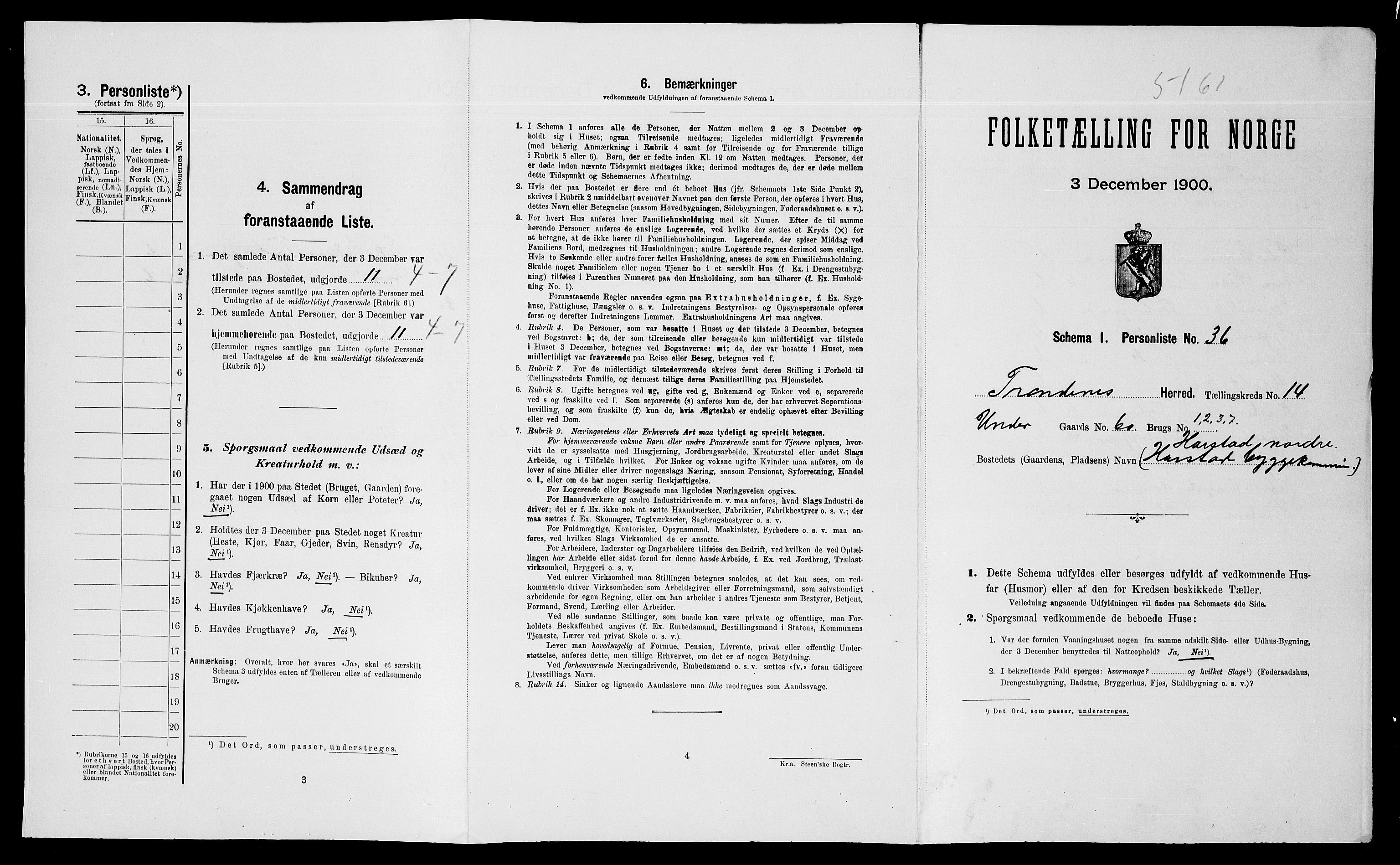 SATØ, 1900 census for Trondenes, 1900, p. 1522