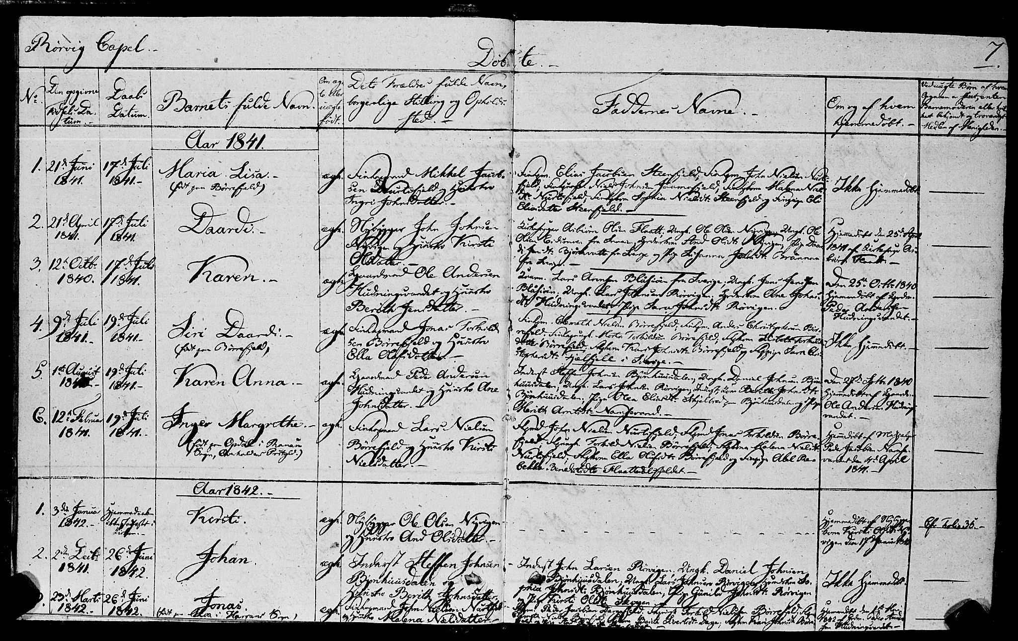 Ministerialprotokoller, klokkerbøker og fødselsregistre - Nord-Trøndelag, SAT/A-1458/762/L0538: Parish register (official) no. 762A02 /1, 1833-1879, p. 7