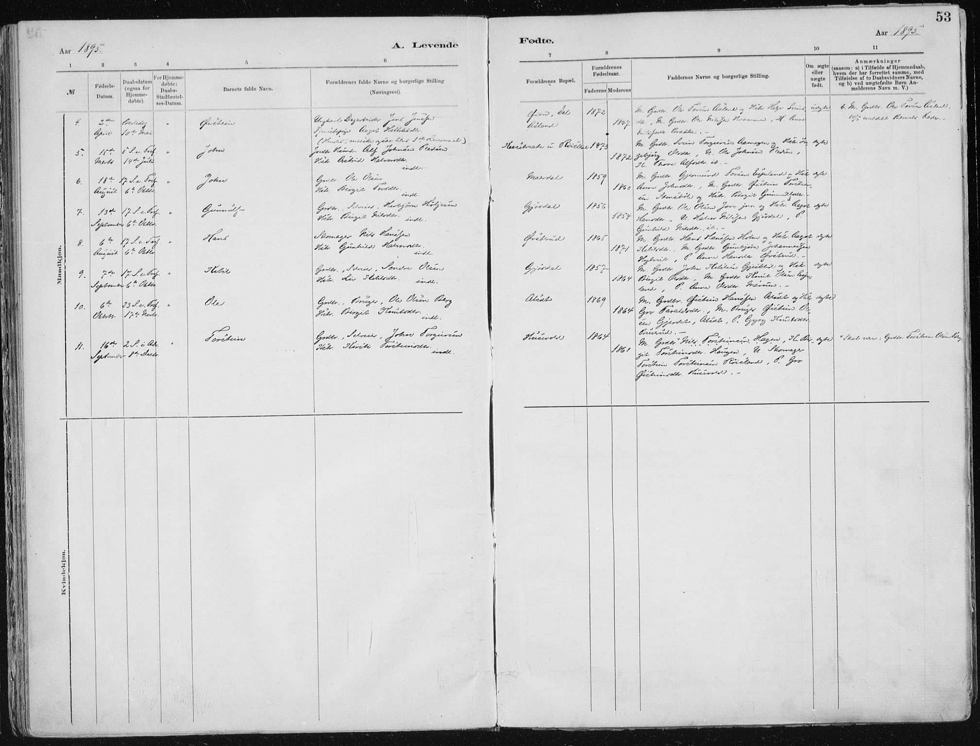 Tinn kirkebøker, SAKO/A-308/F/Fa/L0007: Parish register (official) no. I 7, 1878-1922, p. 53