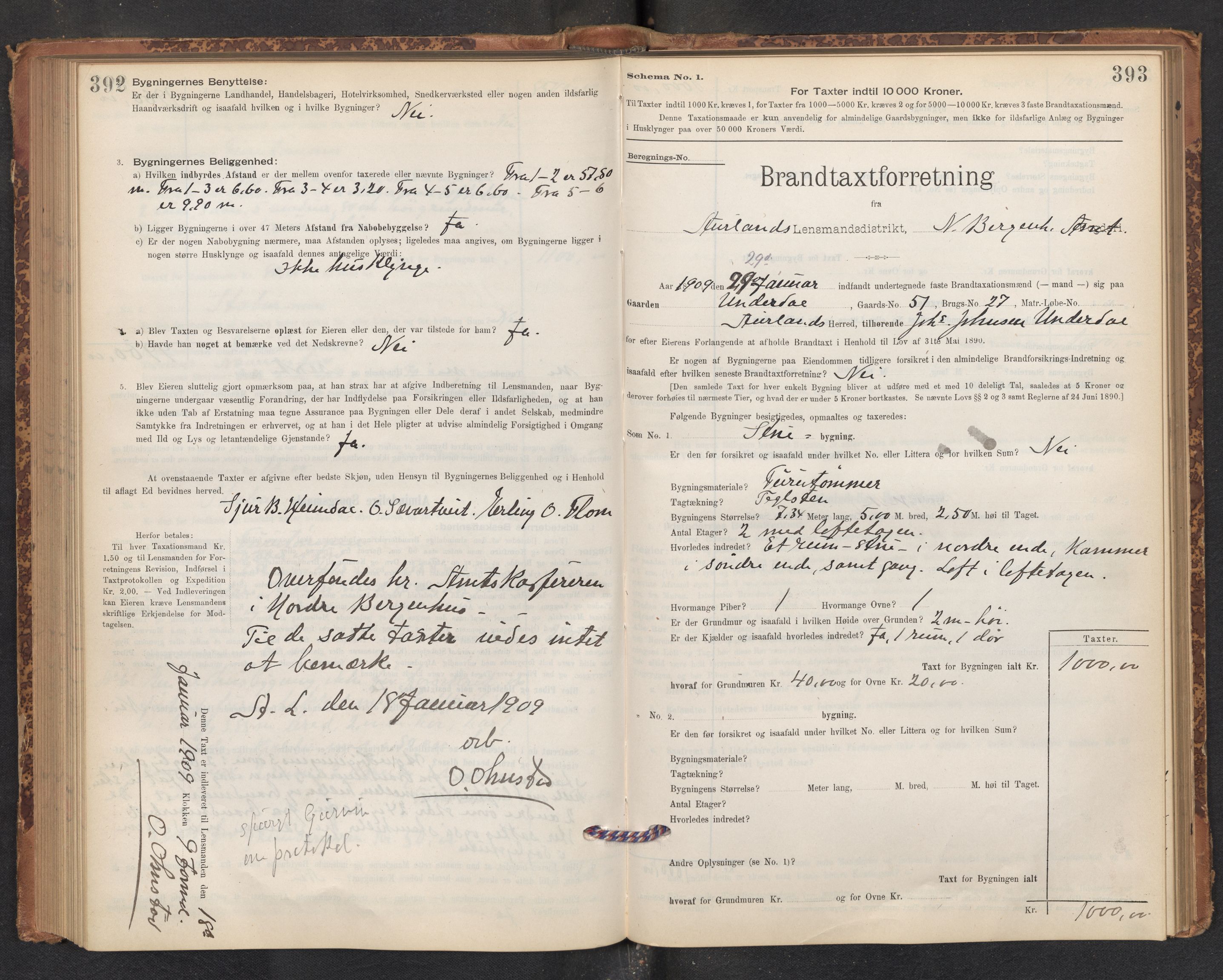 Lensmannen i Aurland, AV/SAB-A-26401/0012/L0004: Branntakstprotokoll, skjematakst, 1895-1911, p. 392-393