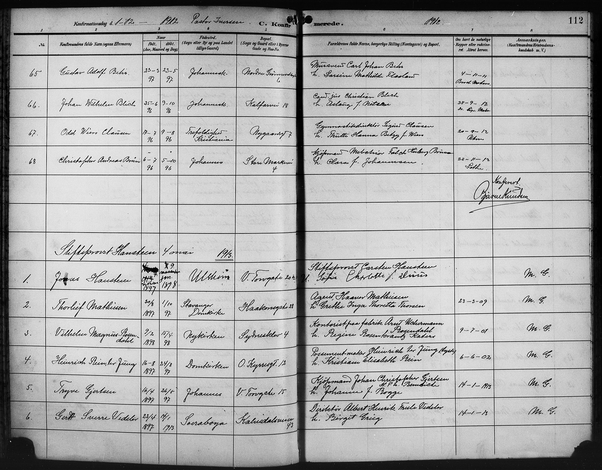 Domkirken sokneprestembete, SAB/A-74801/H/Hab/L0025: Parish register (copy) no. C 5, 1899-1916, p. 112
