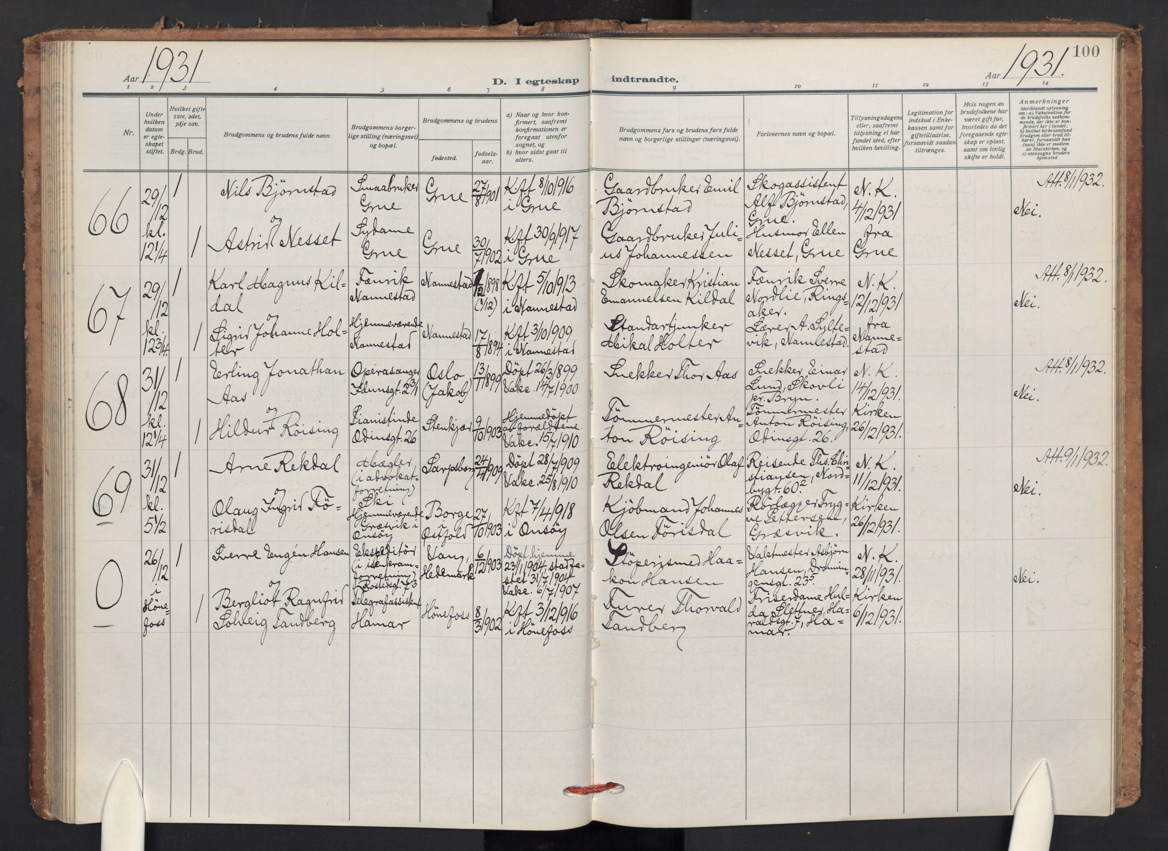 Jakob prestekontor Kirkebøker, AV/SAO-A-10850/F/Fa/L0018: Parish register (official) no. 18, 1923-1936, p. 100