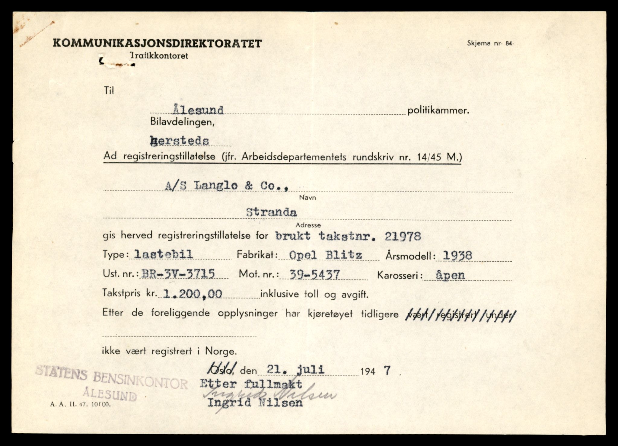 Møre og Romsdal vegkontor - Ålesund trafikkstasjon, AV/SAT-A-4099/F/Fe/L0019: Registreringskort for kjøretøy T 10228 - T 10350, 1927-1998, p. 279