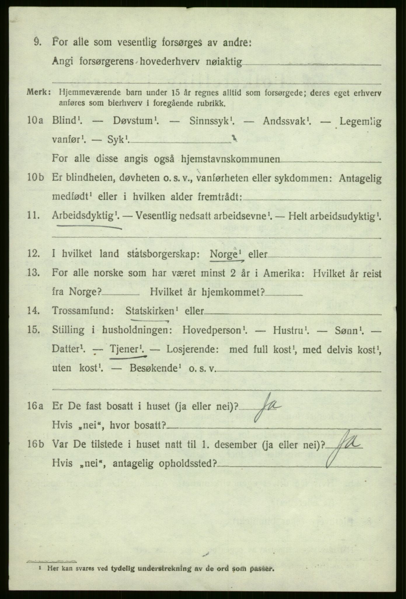 SAB, 1920 census for Evanger, 1920, p. 3034