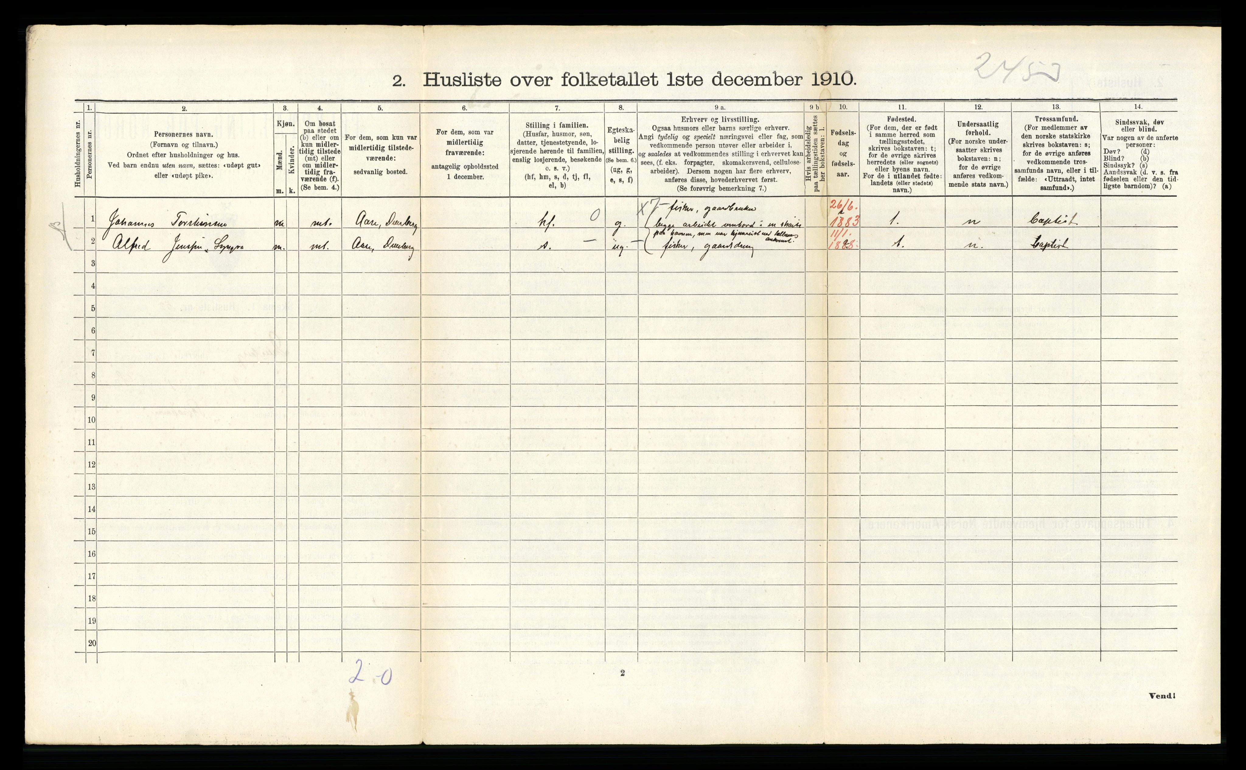 RA, 1910 census for Dverberg, 1910, p. 411