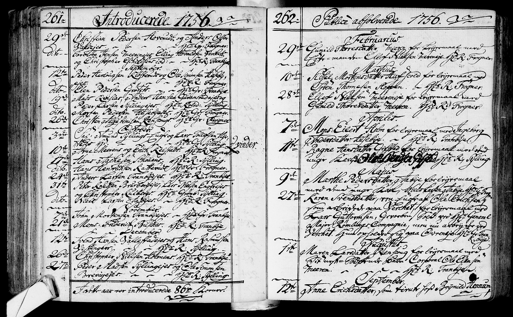 Lier kirkebøker, AV/SAKO-A-230/F/Fa/L0004: Parish register (official) no. I 4, 1749-1764, p. 261-262