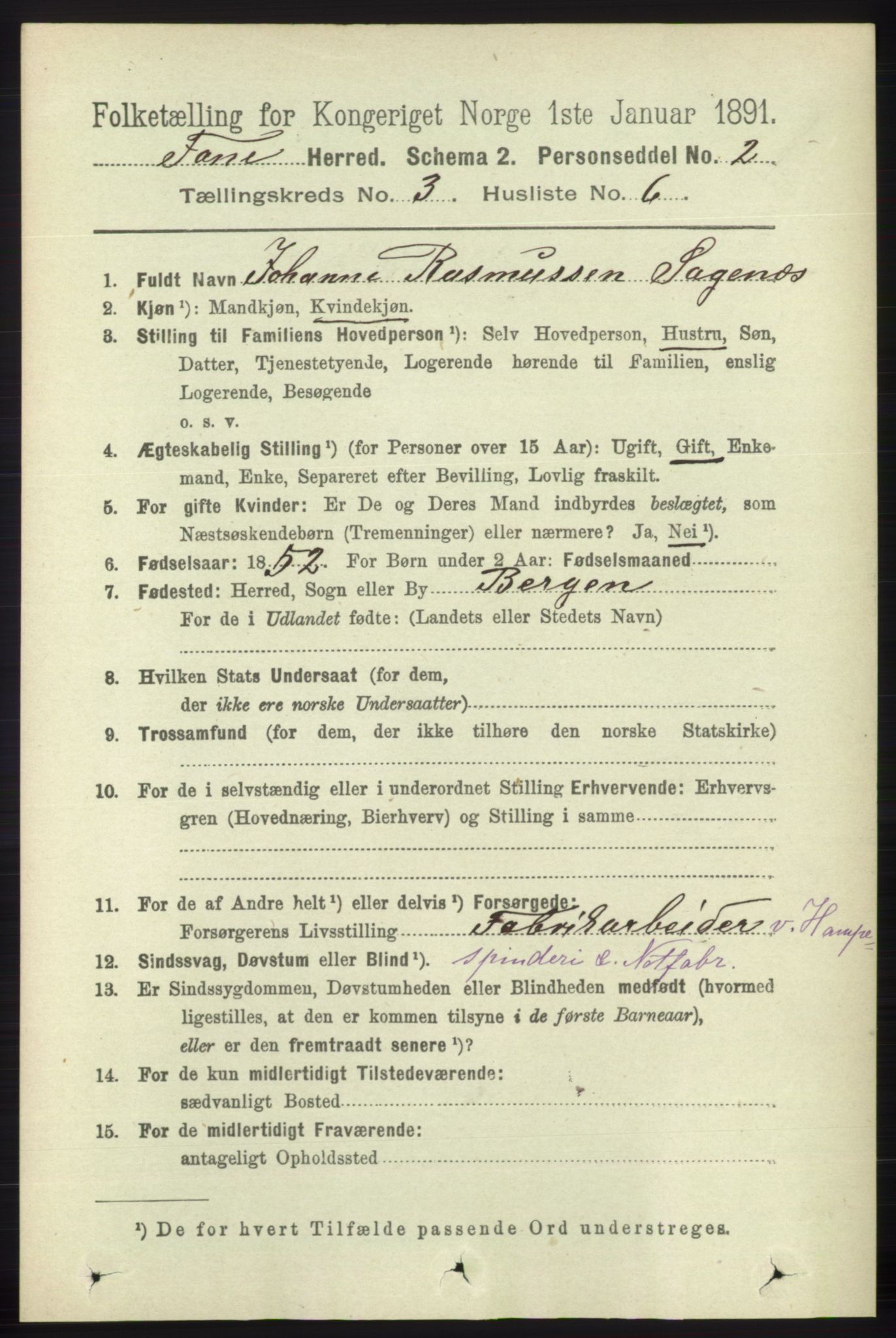 RA, 1891 census for 1249 Fana, 1891, p. 923