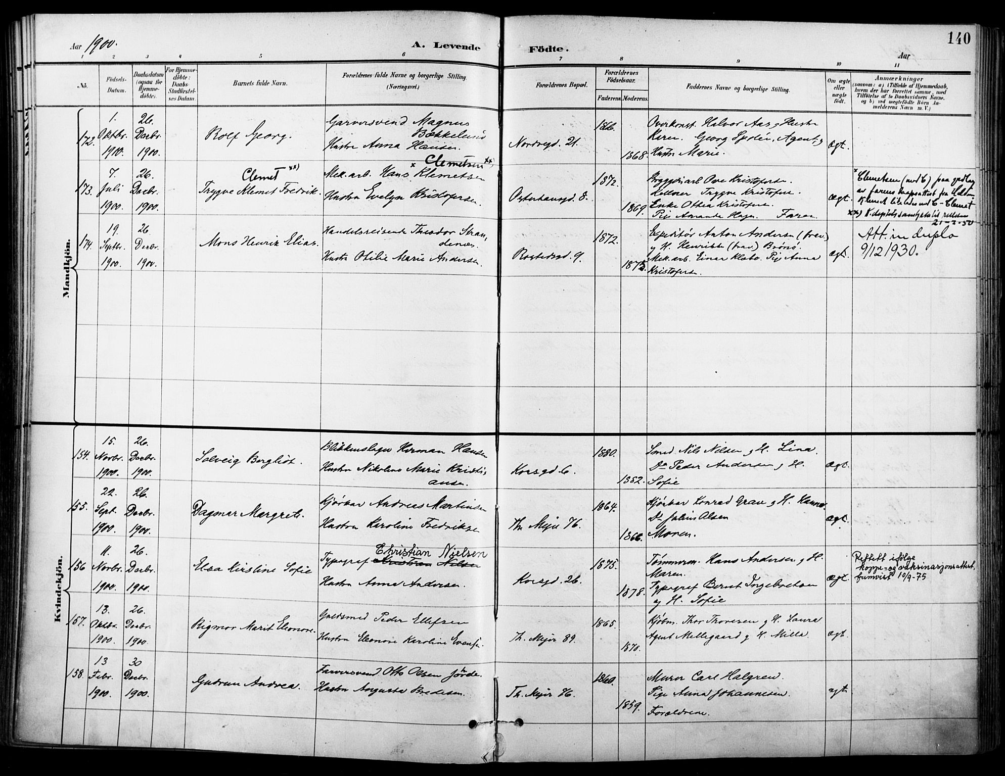 Jakob prestekontor Kirkebøker, AV/SAO-A-10850/F/Fa/L0005: Parish register (official) no. 5, 1896-1903, p. 140