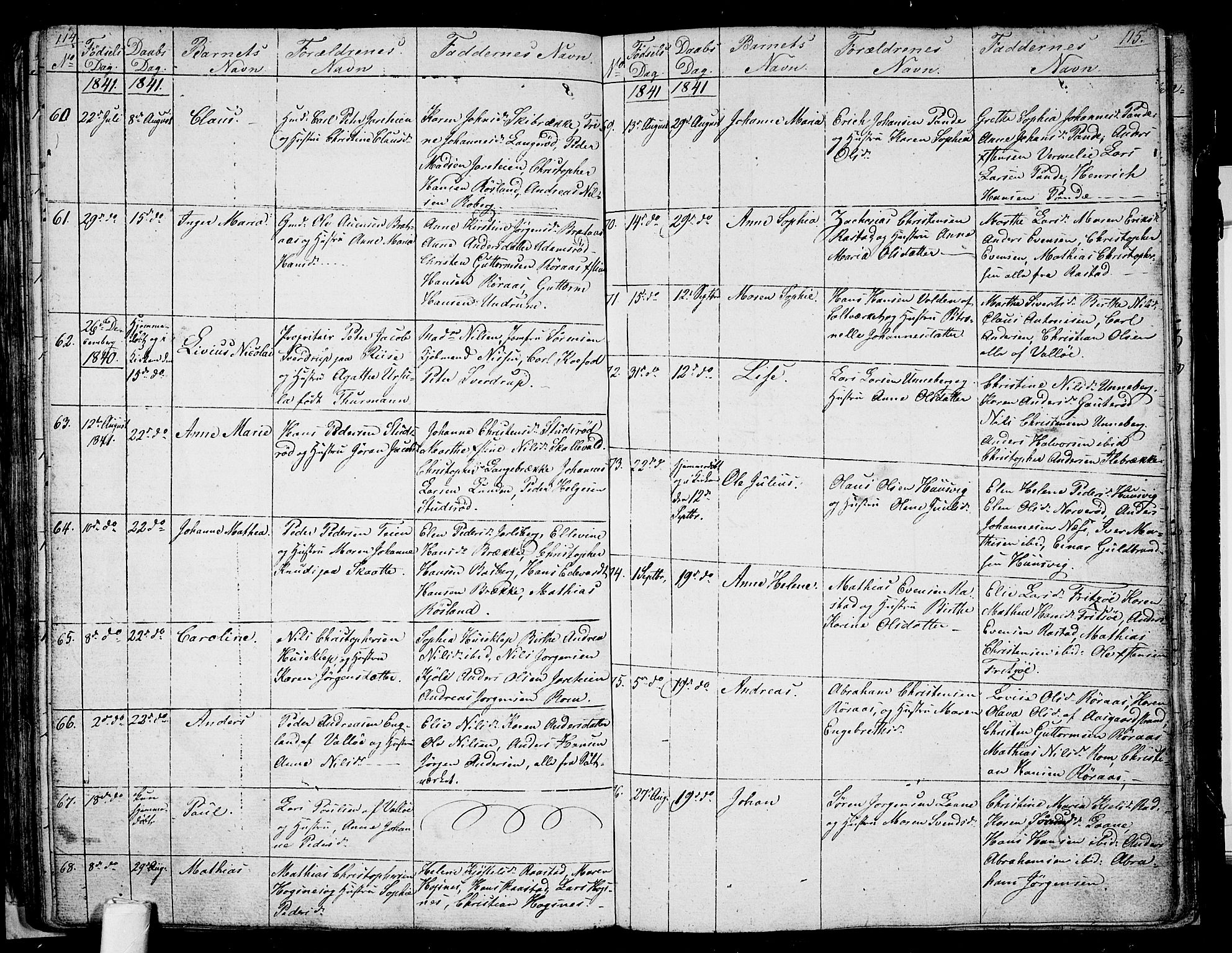 Sem kirkebøker, AV/SAKO-A-5/G/Ga/L0002: Parish register (copy) no. I 2, 1826-1844, p. 114-115