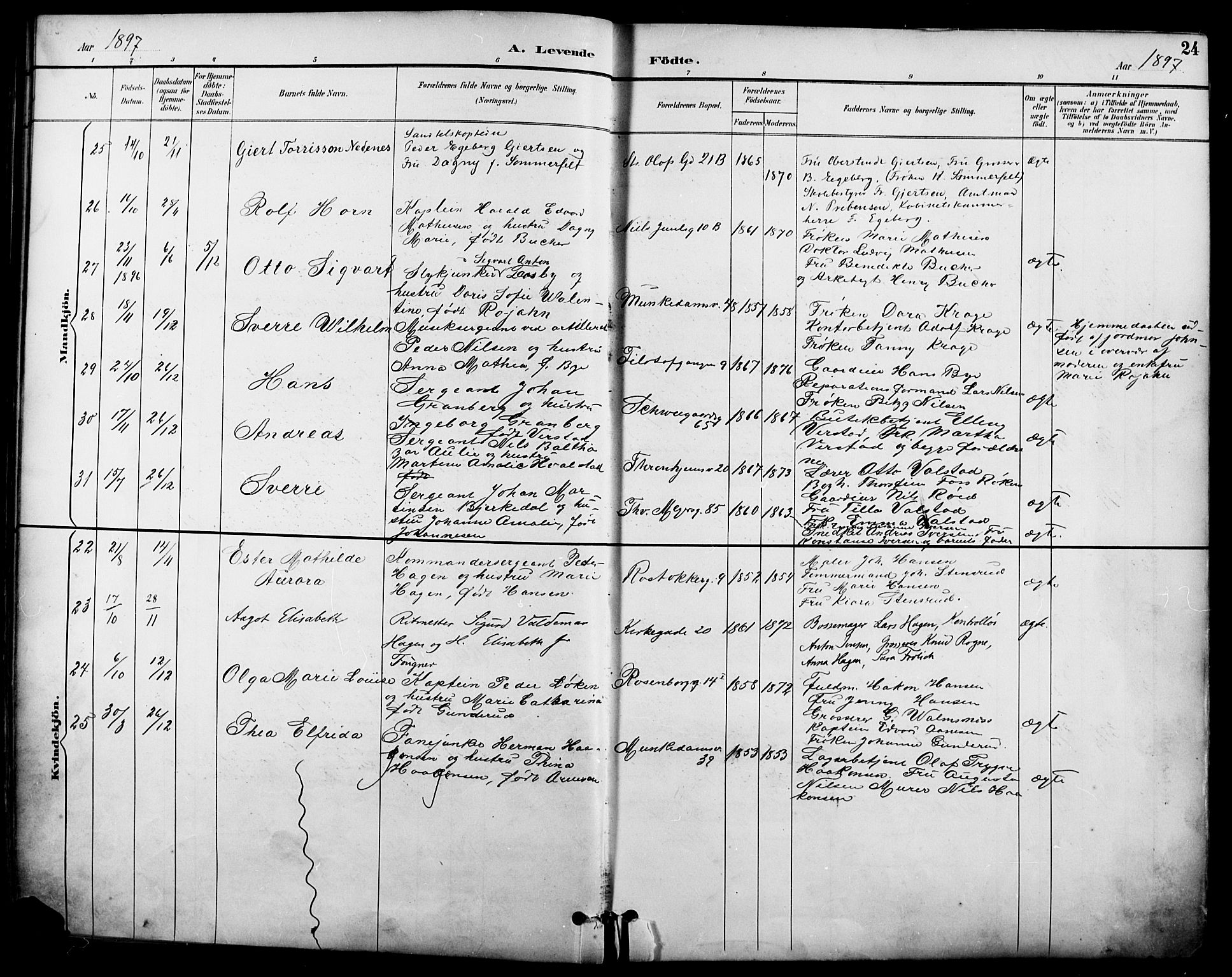 Garnisonsmenigheten Kirkebøker, SAO/A-10846/F/Fa/L0013: Parish register (official) no. 13, 1894-1904, p. 24