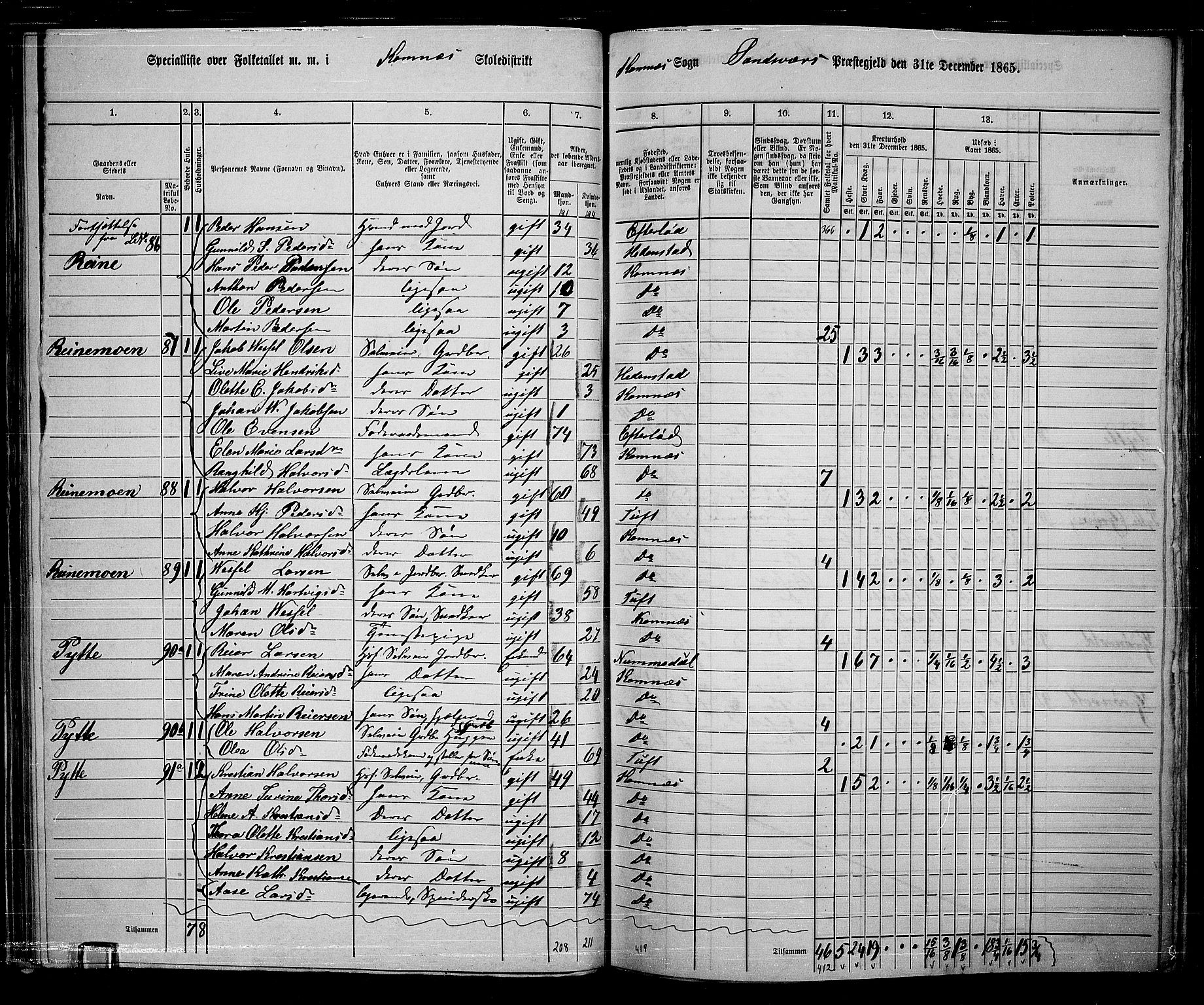 RA, 1865 census for Sandsvær, 1865, p. 40