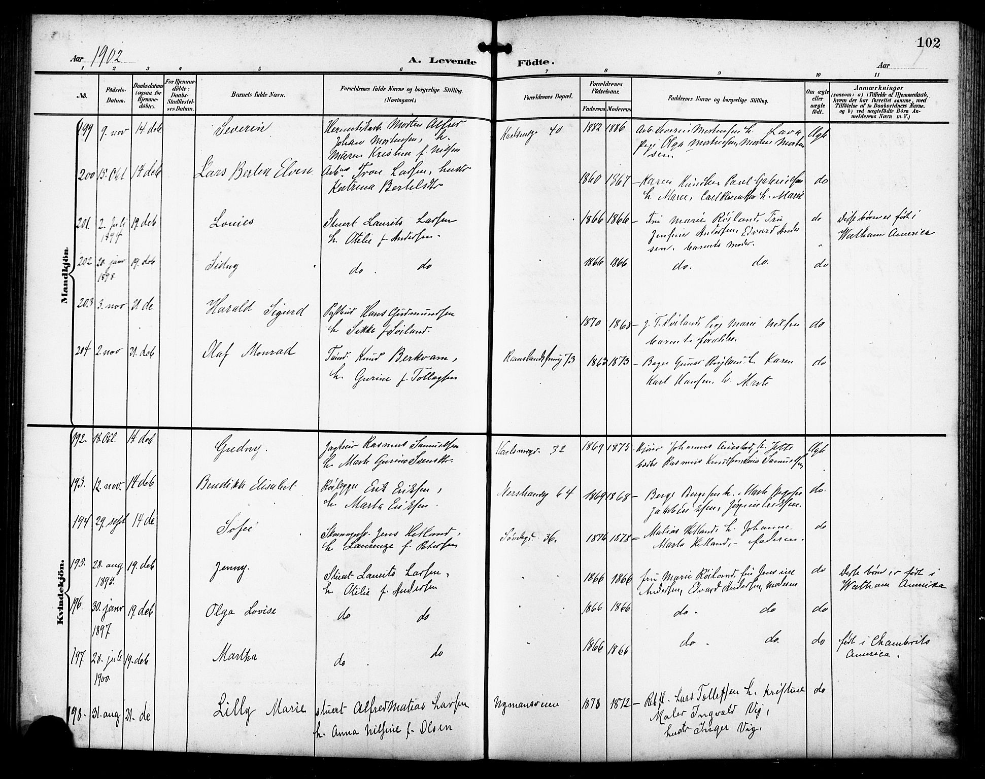 St. Johannes sokneprestkontor, SAST/A-101814/001/30/30BB/L0004: Parish register (copy) no. B 4, 1900-1907, p. 102
