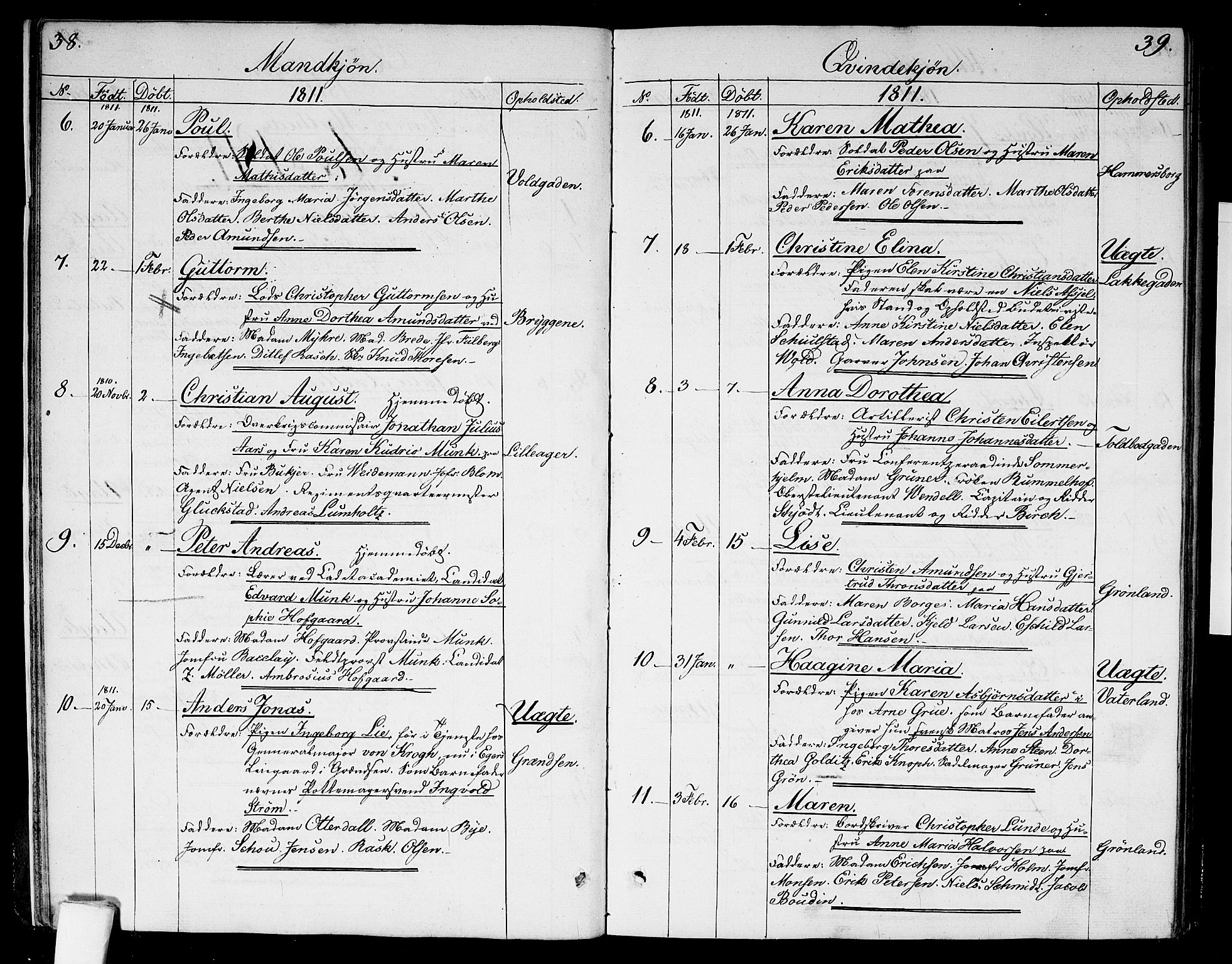 Garnisonsmenigheten Kirkebøker, SAO/A-10846/G/Ga/L0002: Parish register (copy) no. 2, 1810-1814, p. 38-39