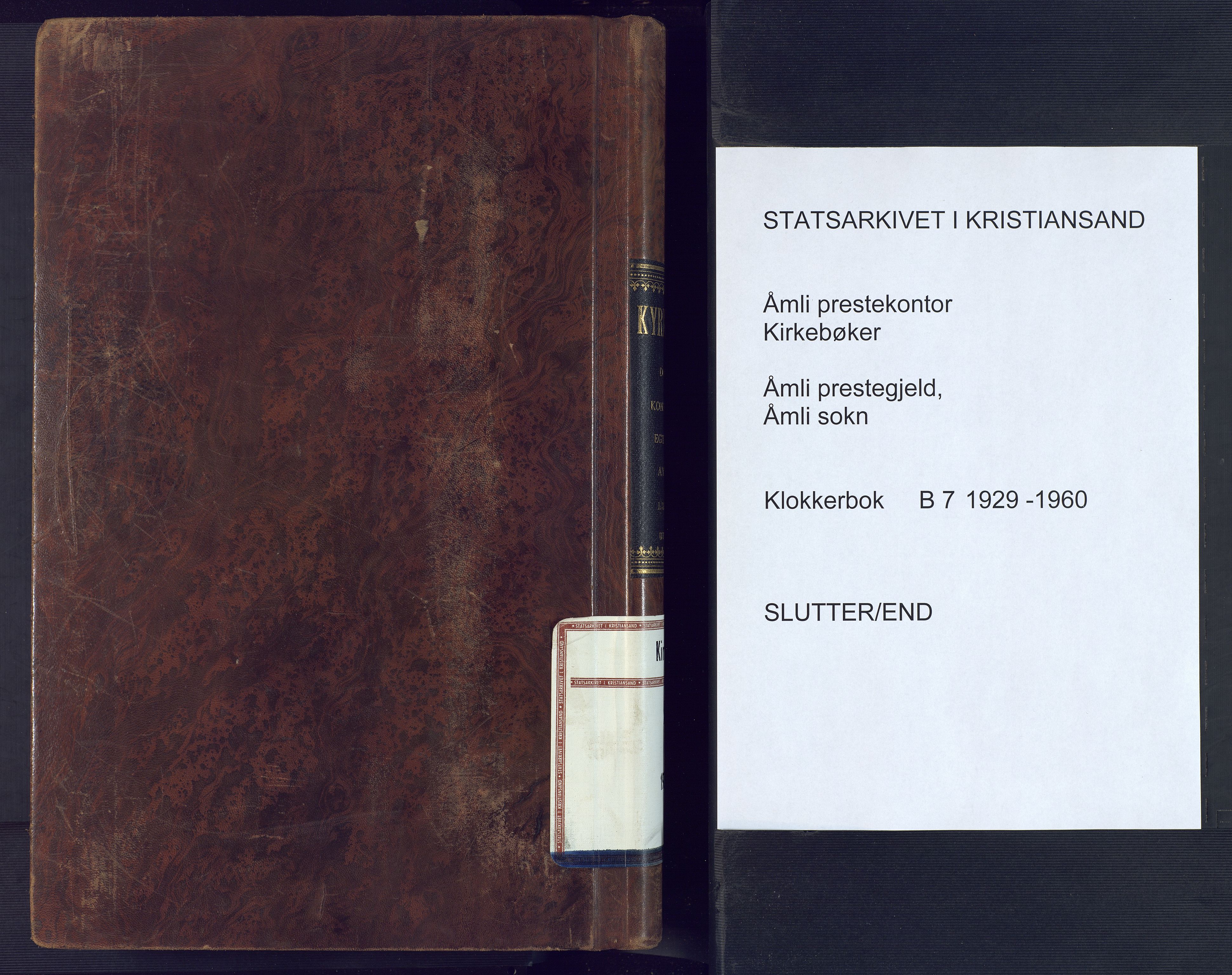 Åmli sokneprestkontor, AV/SAK-1111-0050/F/Fb/Fbc/L0007: Parish register (copy) no. B 7, 1929-1960