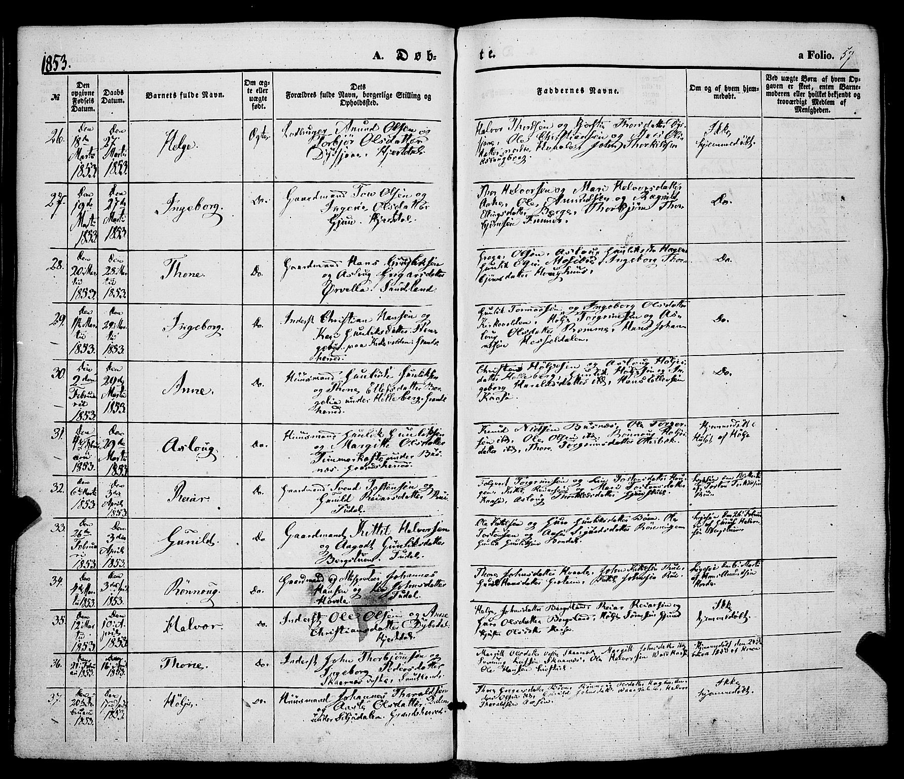 Hjartdal kirkebøker, AV/SAKO-A-270/F/Fa/L0008: Parish register (official) no. I 8, 1844-1859, p. 57