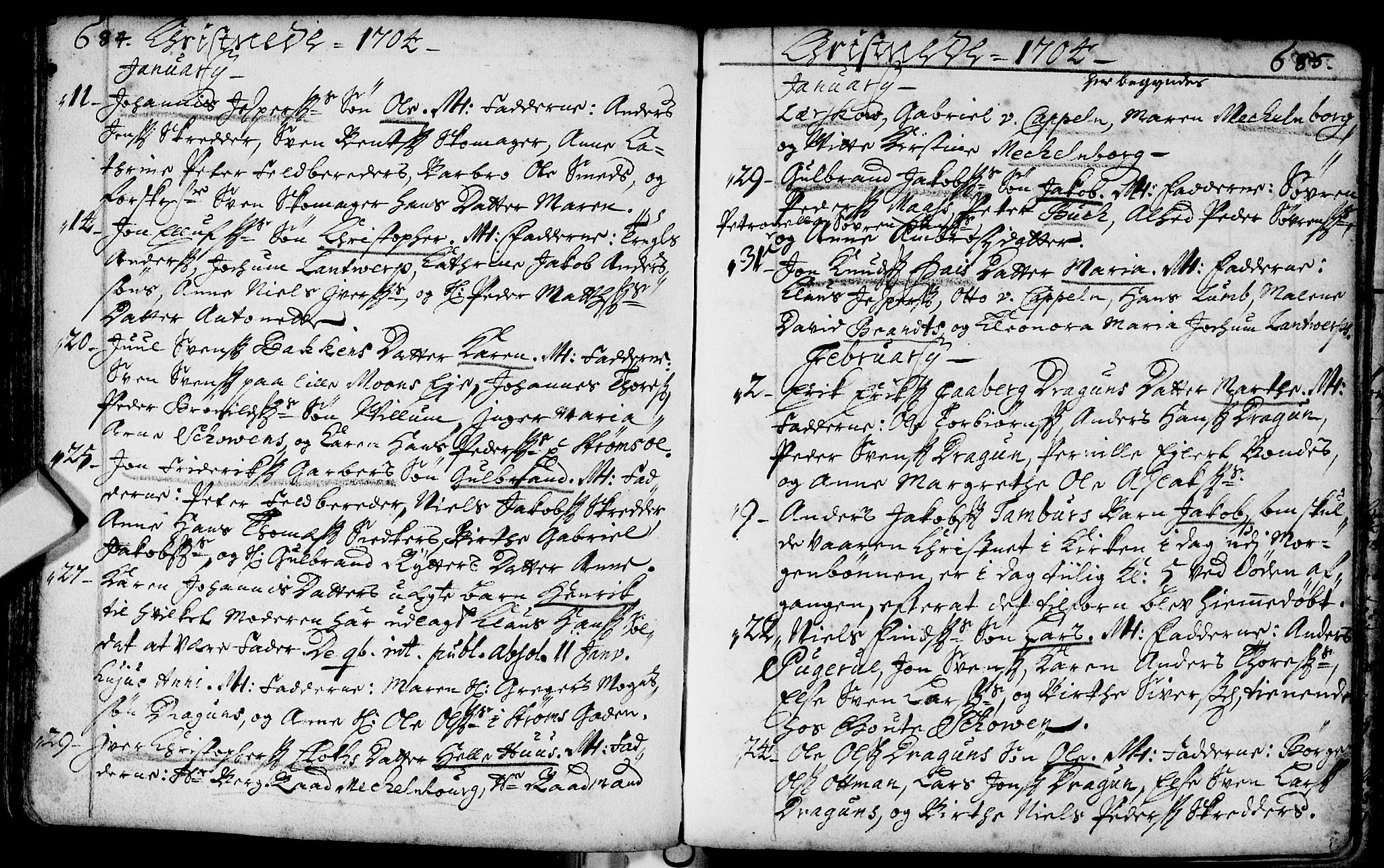 Bragernes kirkebøker, SAKO/A-6/F/Fa/L0002: Parish register (official) no. I 2, 1680-1705, p. 684-685
