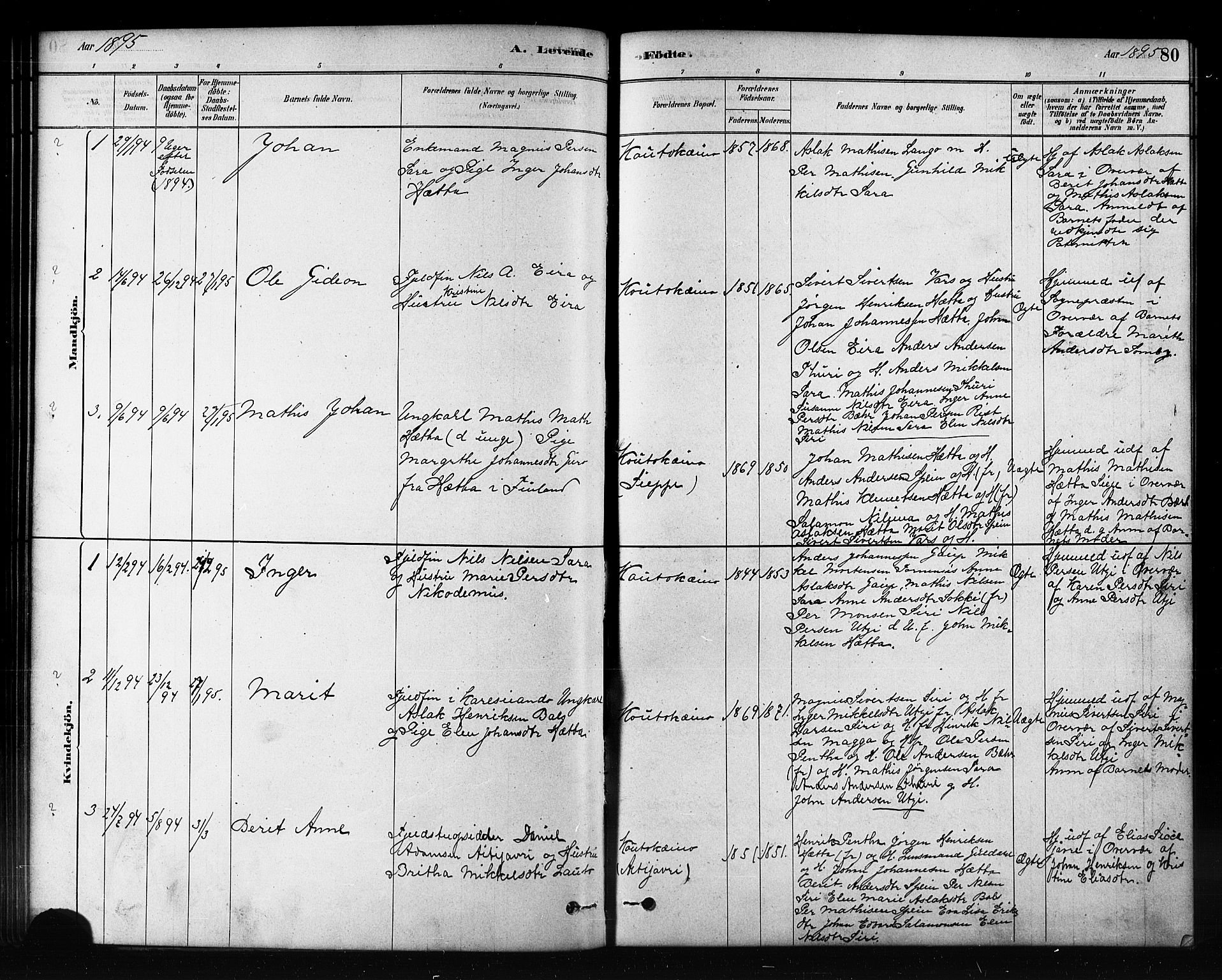 Kautokeino sokneprestembete, SATØ/S-1340/H/Hb/L0002.klokk: Parish register (copy) no. 2, 1877-1896, p. 80