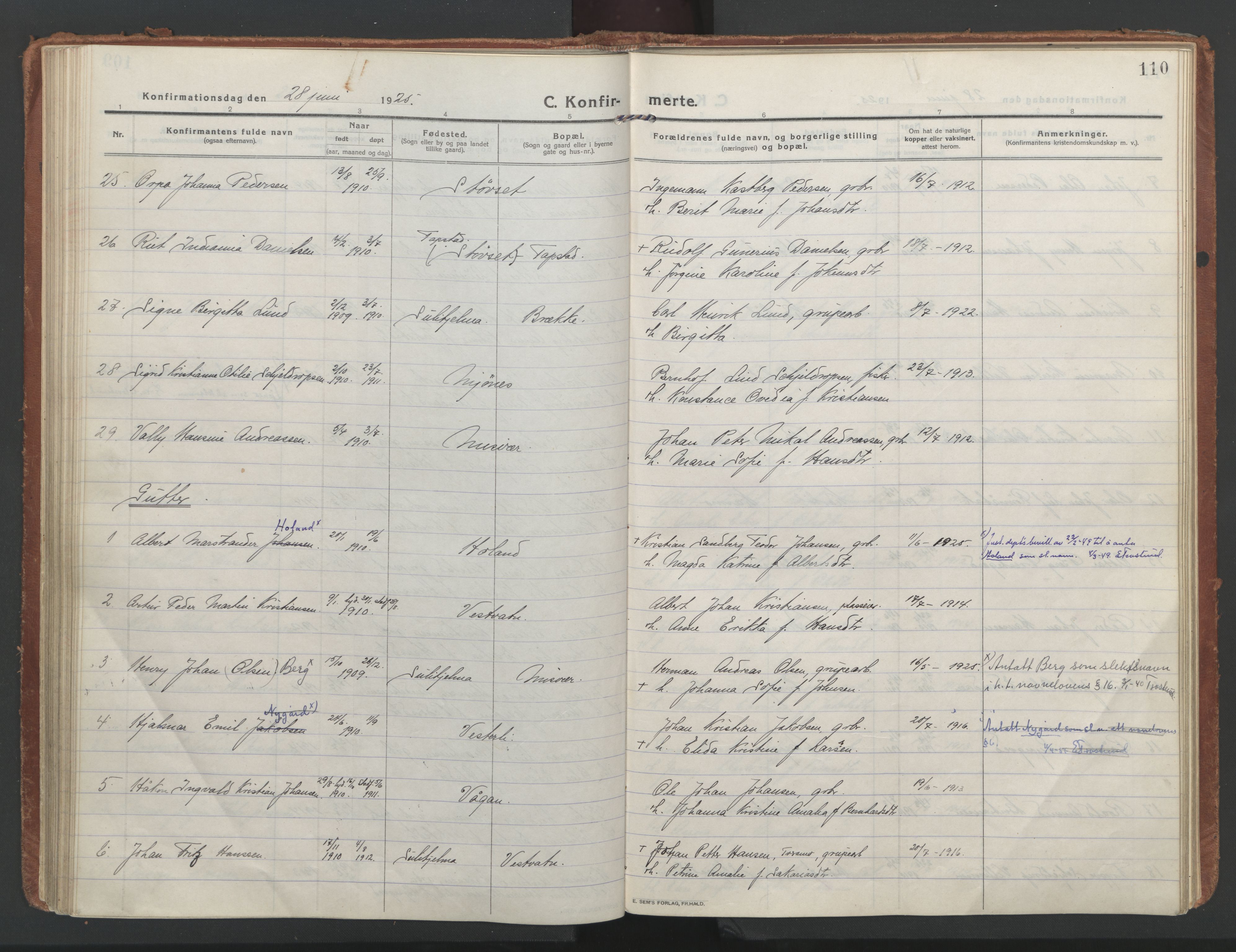 Ministerialprotokoller, klokkerbøker og fødselsregistre - Nordland, AV/SAT-A-1459/852/L0748: Parish register (official) no. 852A18, 1913-1932, p. 110