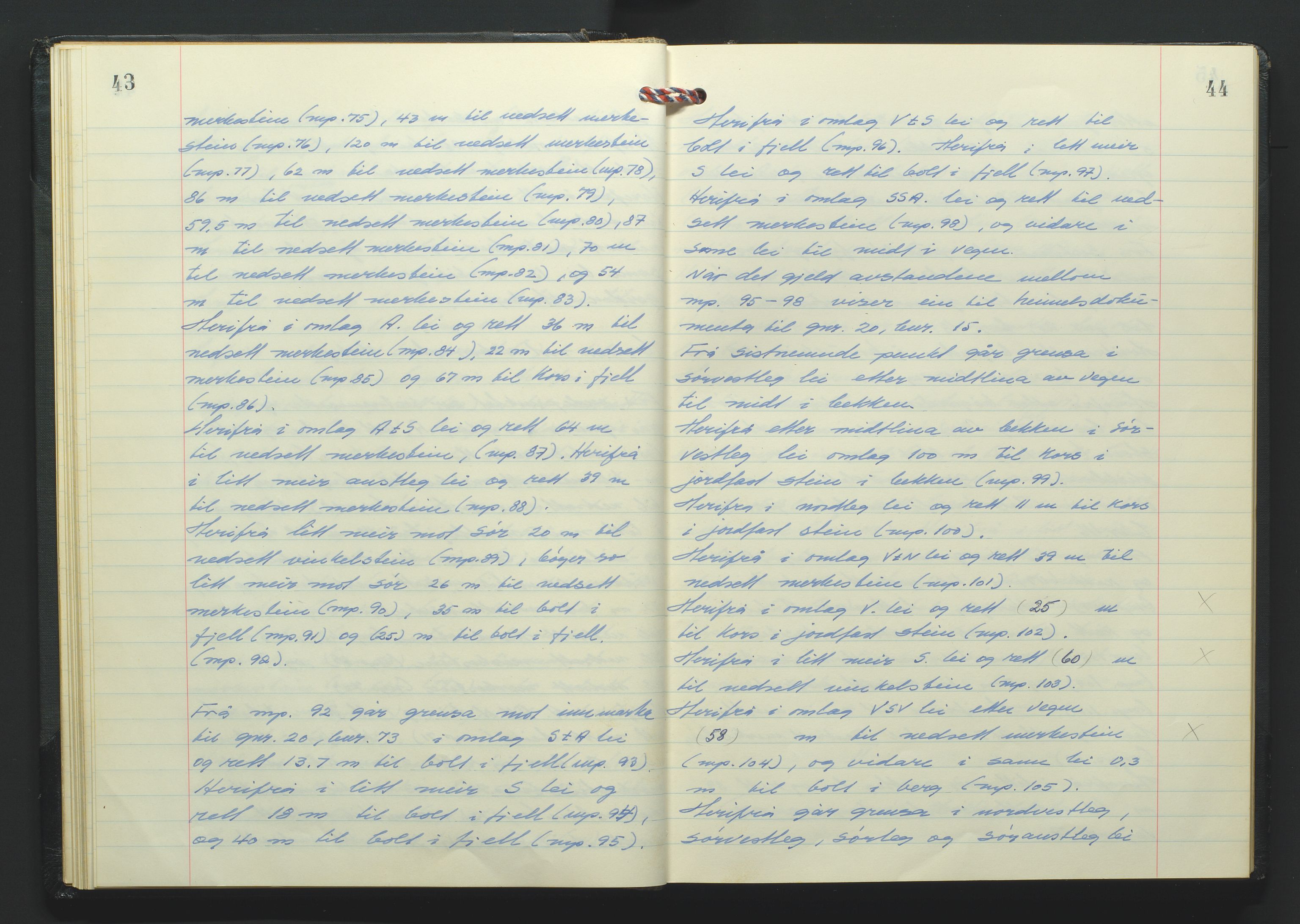 Marnar jordskifterett, AV/SAK-1541-0006/F/Fa/L0004: Jordskifterettsbok Kristiansand domssokn (Kr4), 1969-1974, p. 43-44