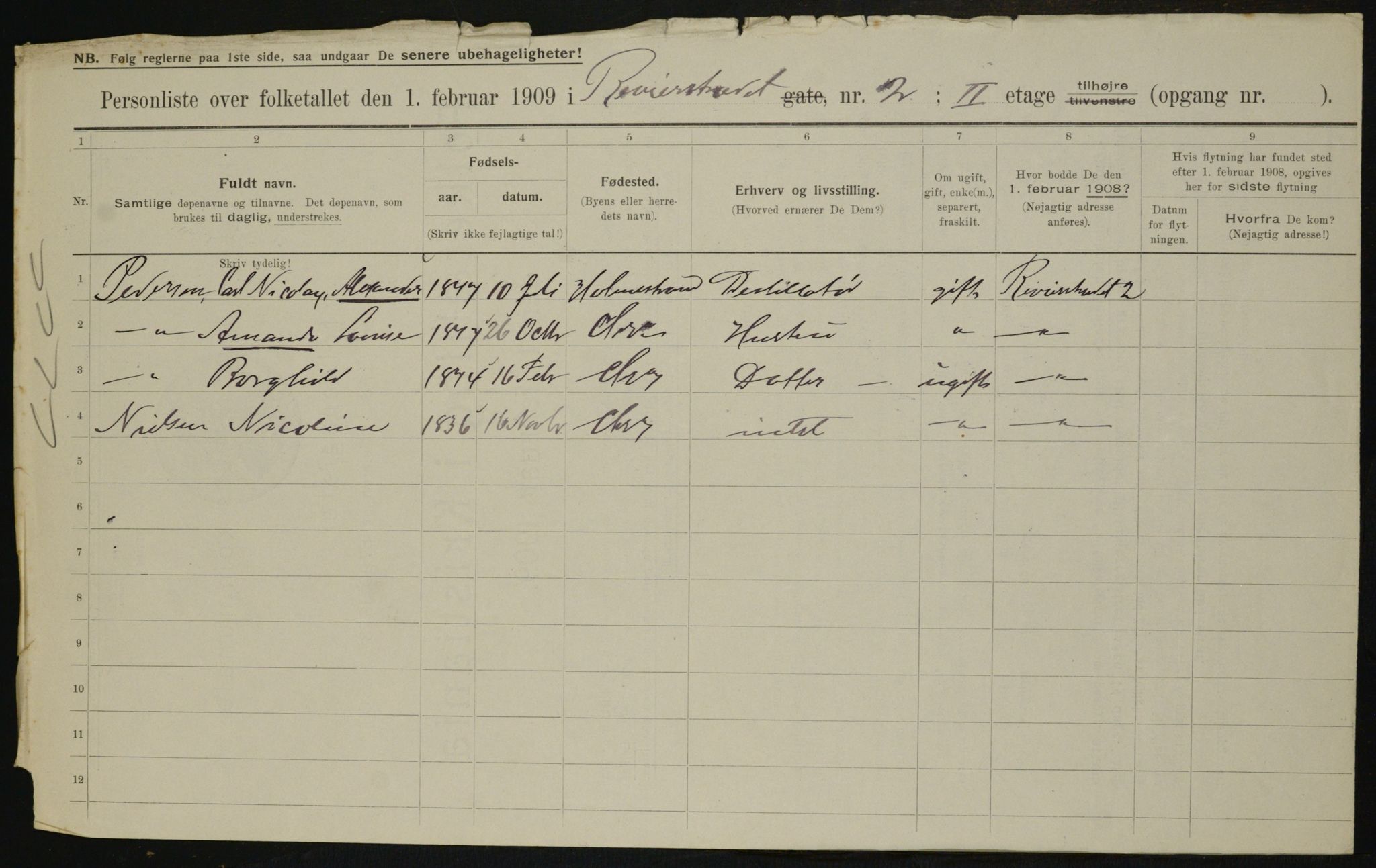 OBA, Municipal Census 1909 for Kristiania, 1909, p. 75132